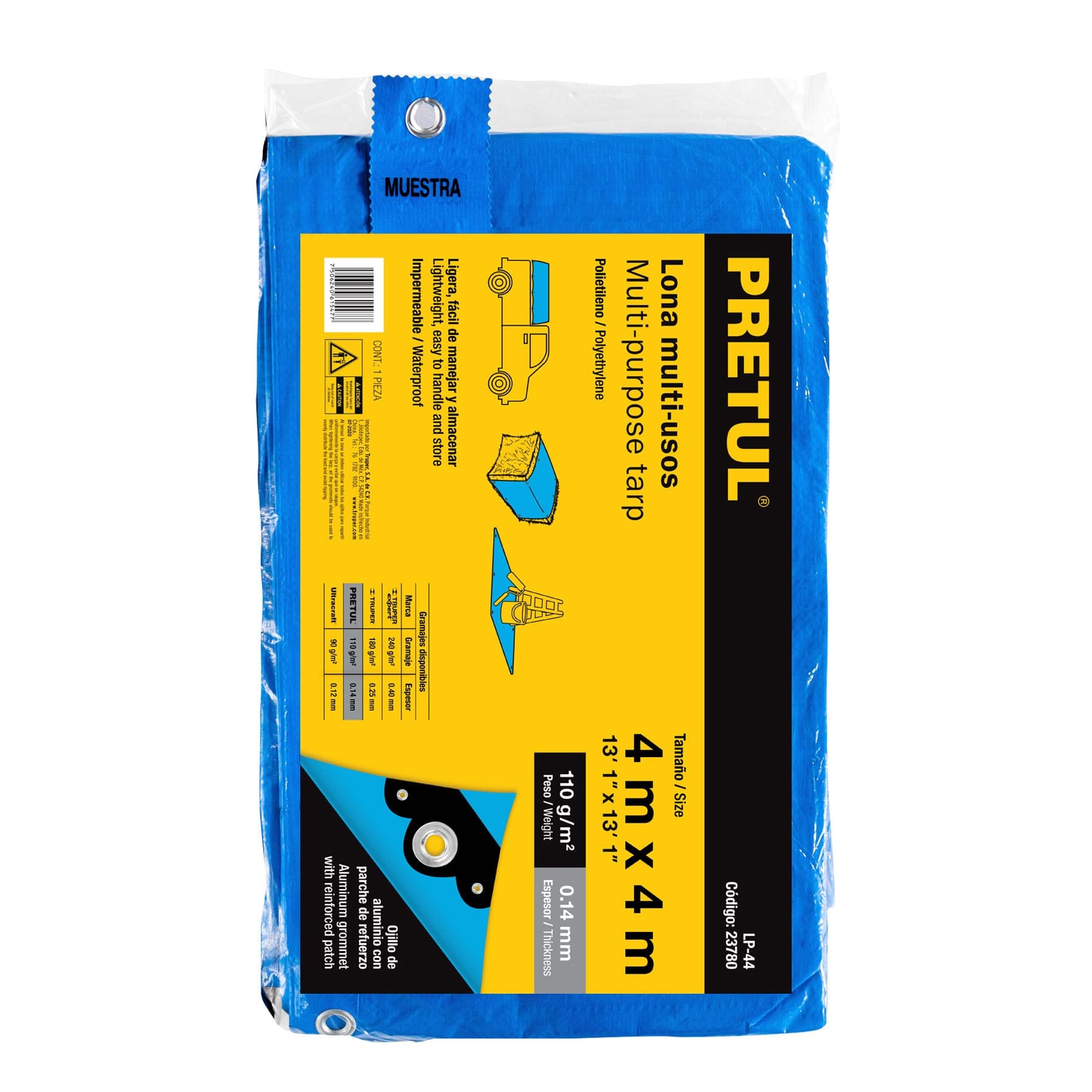 Pretul LP-44 Lona 4 x 4 m, azul