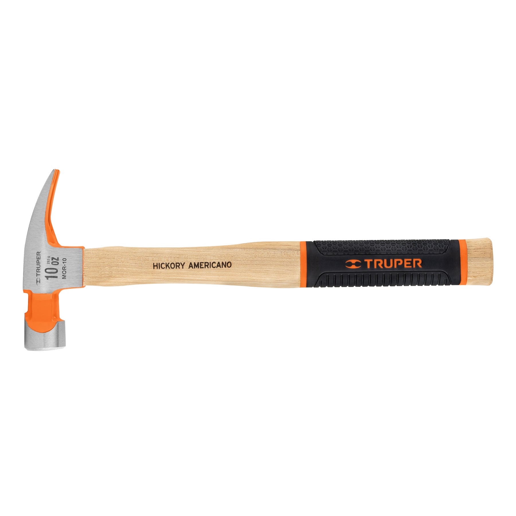 Truper MOR-10 Martillo pulido 10 oz uña recta, mango hickory, Truper Grip