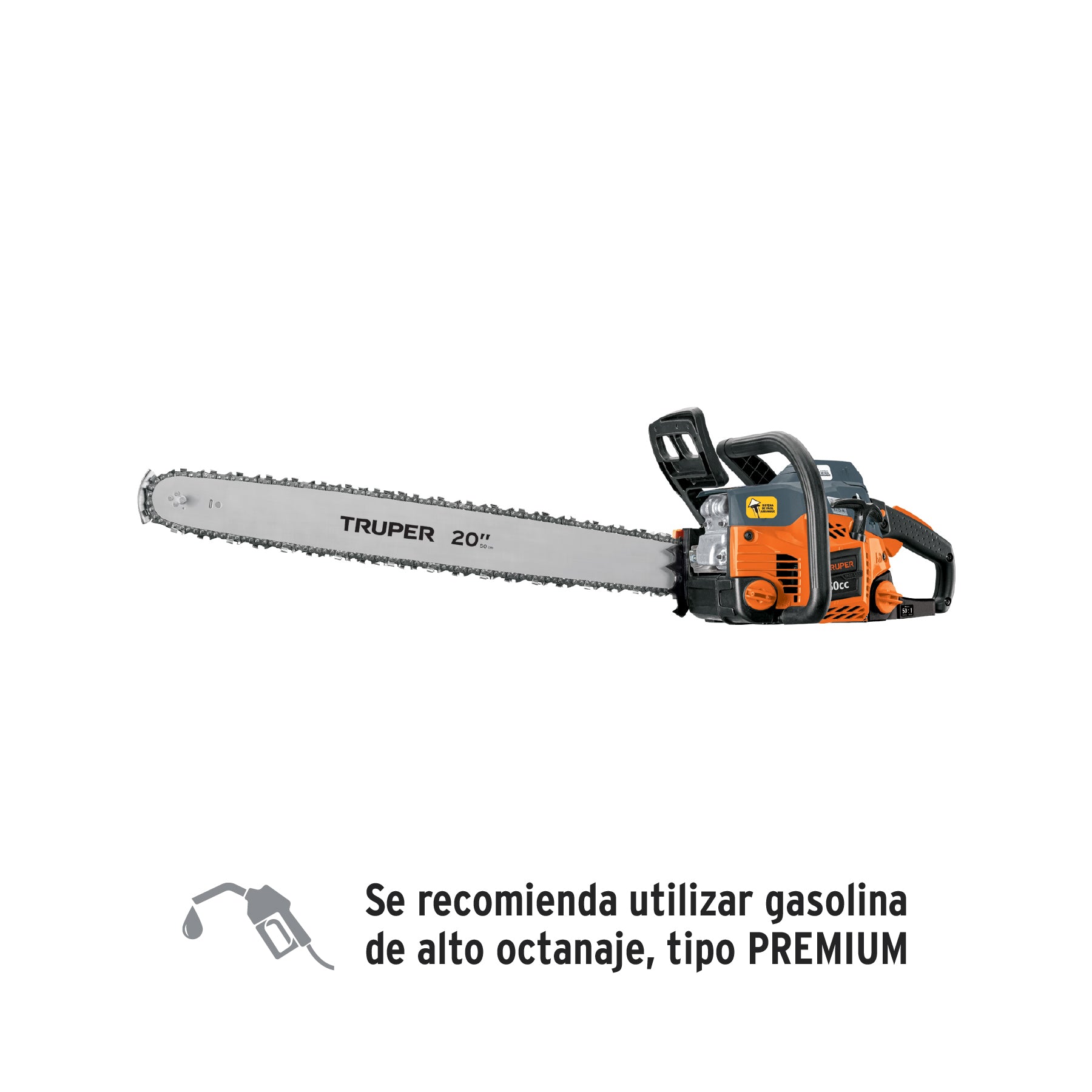 Motosierra 50 cc a gasolina con barra de 20", Truper