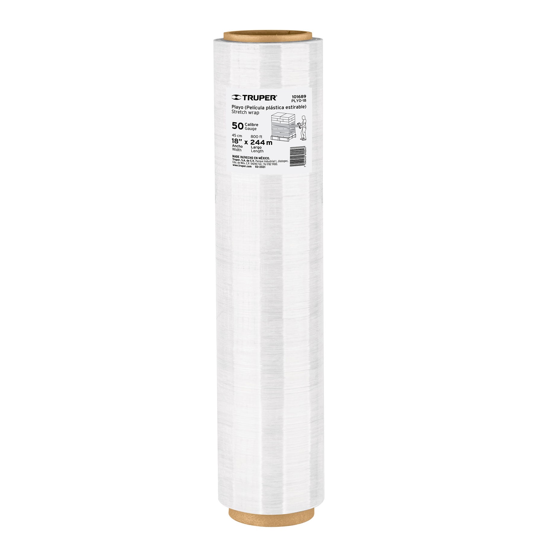 Truper PLYO-18 Rollo de 244 m película plástica estirable ancho 18' cal 50