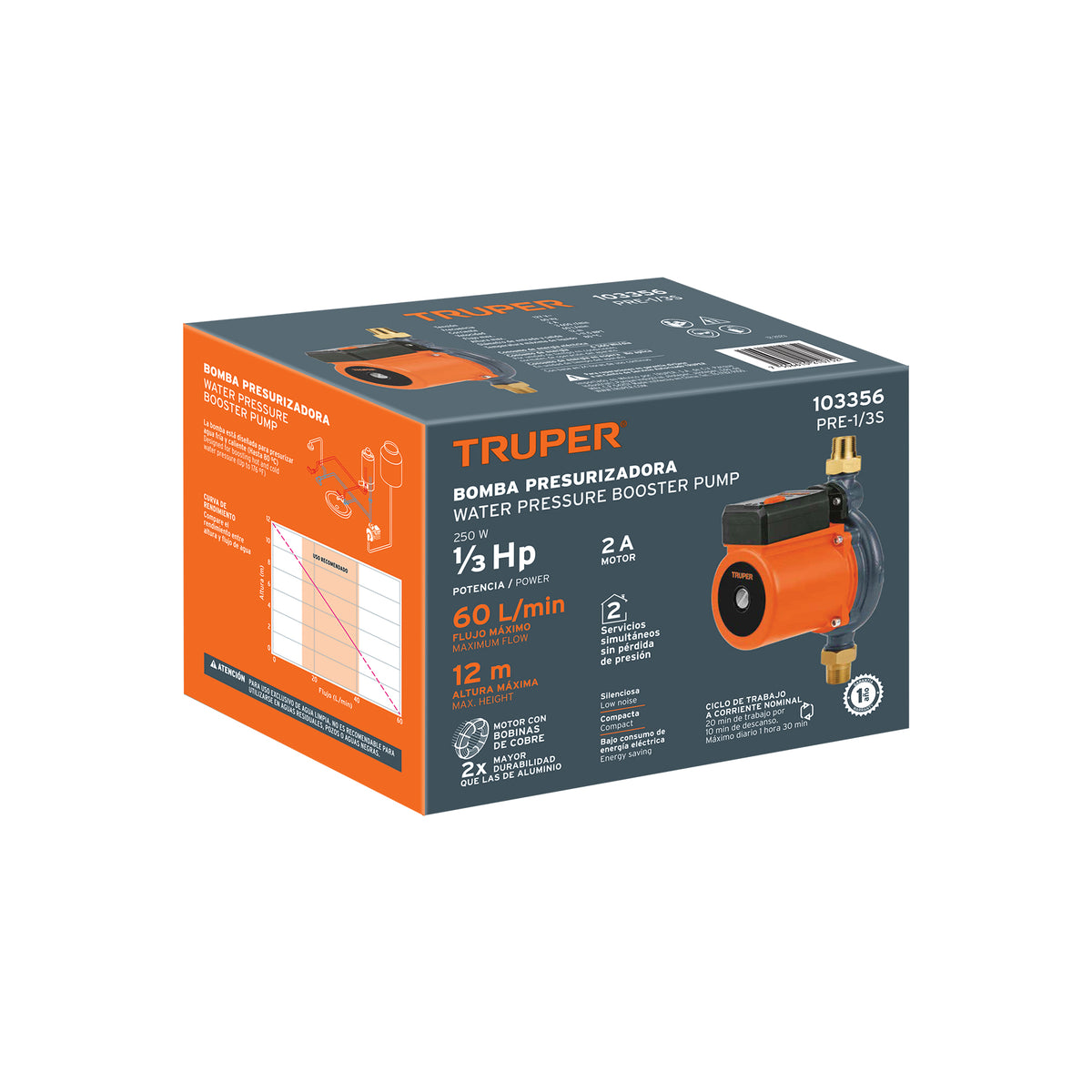 103356 PRE-1/3S Bomba presurizadora 1/3 HP, TRUPER