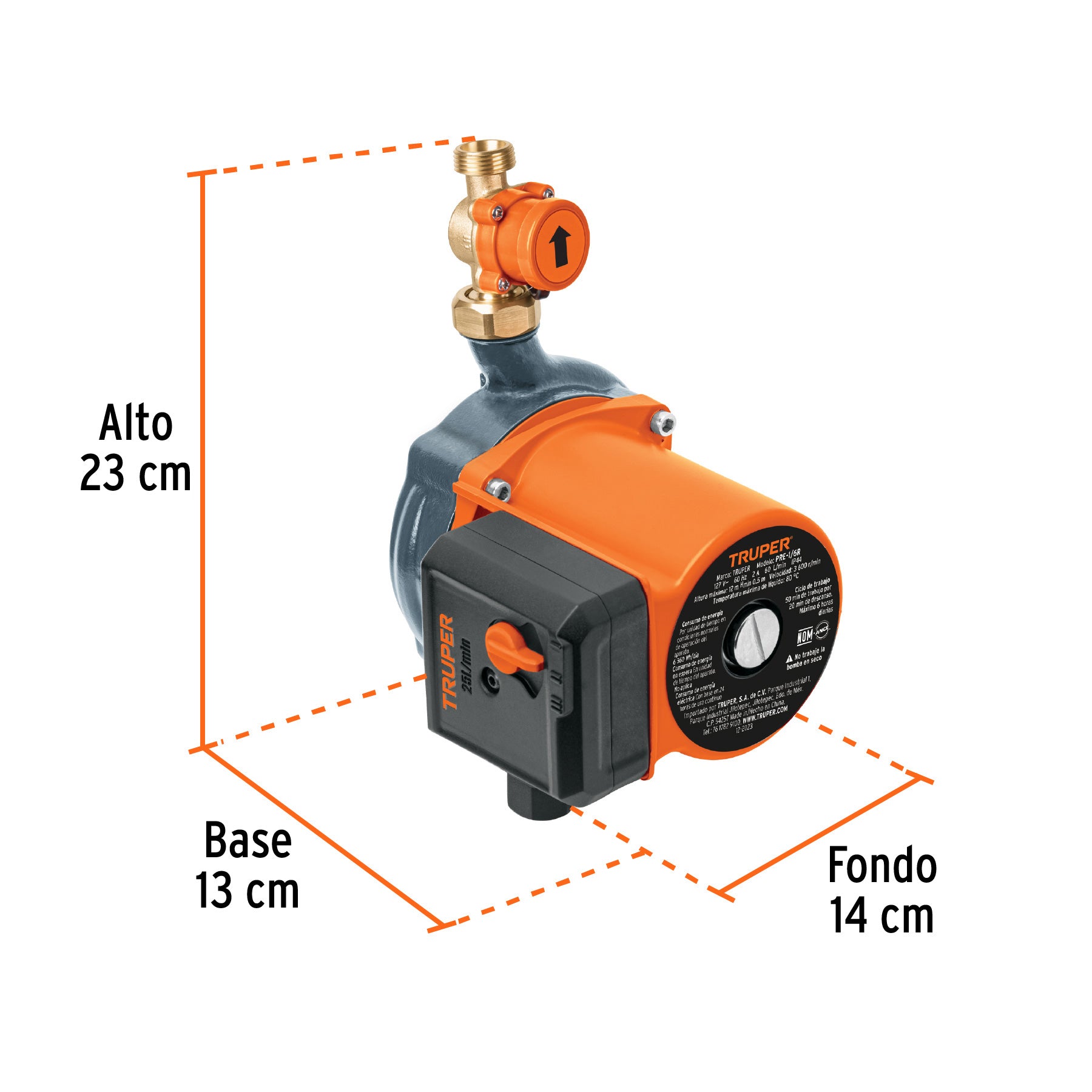 103355 PRE-1/6R Bomba presurizadora 1/6 HP, con sensor regulable, TRUPER