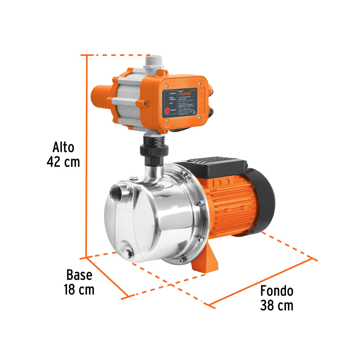 102857 PRE-1I Bomba presurizadora jet acero 1 HP con control, Truper