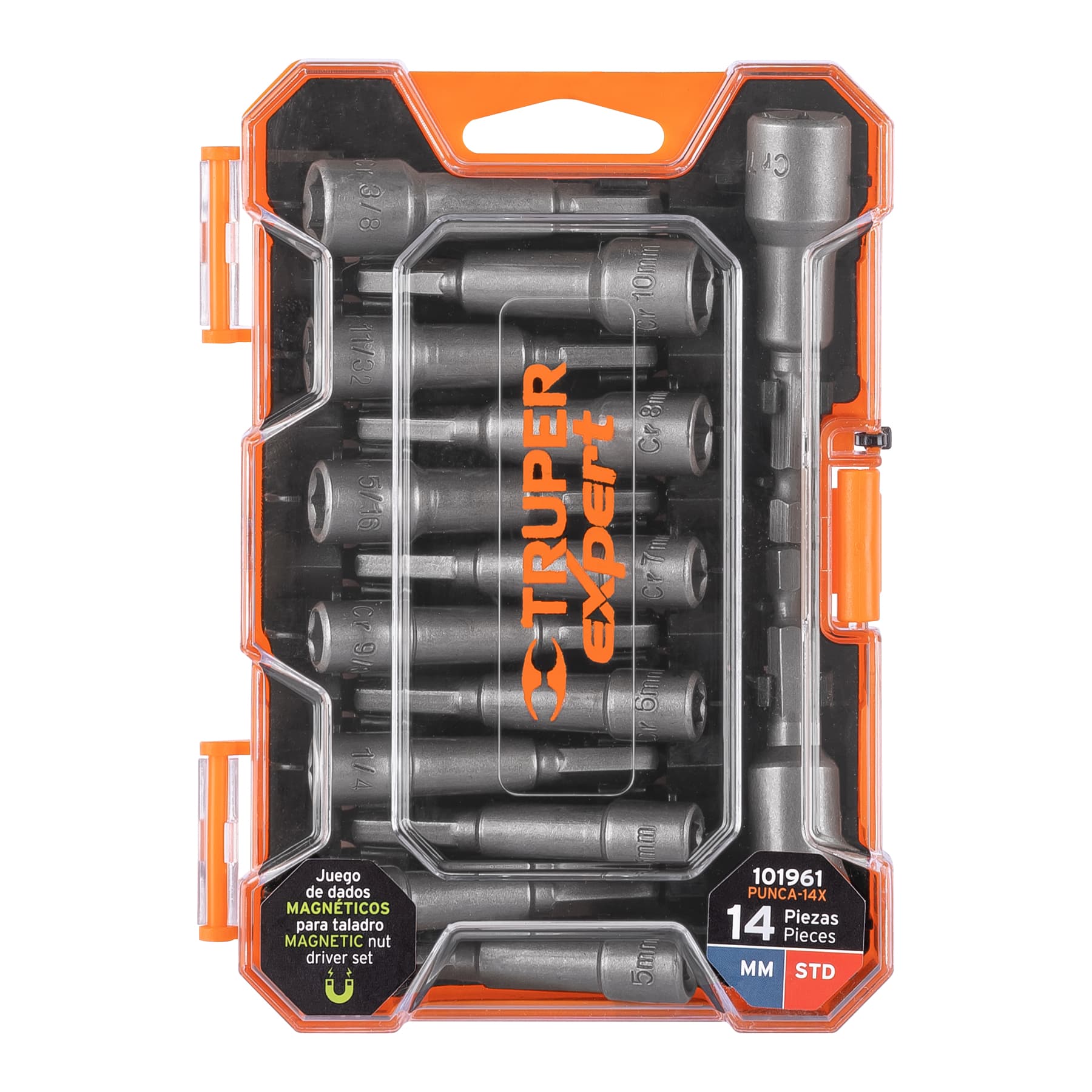 Expert PUNCA-14X Juego de 14 dados magnéticos para taladro, Truper Expert