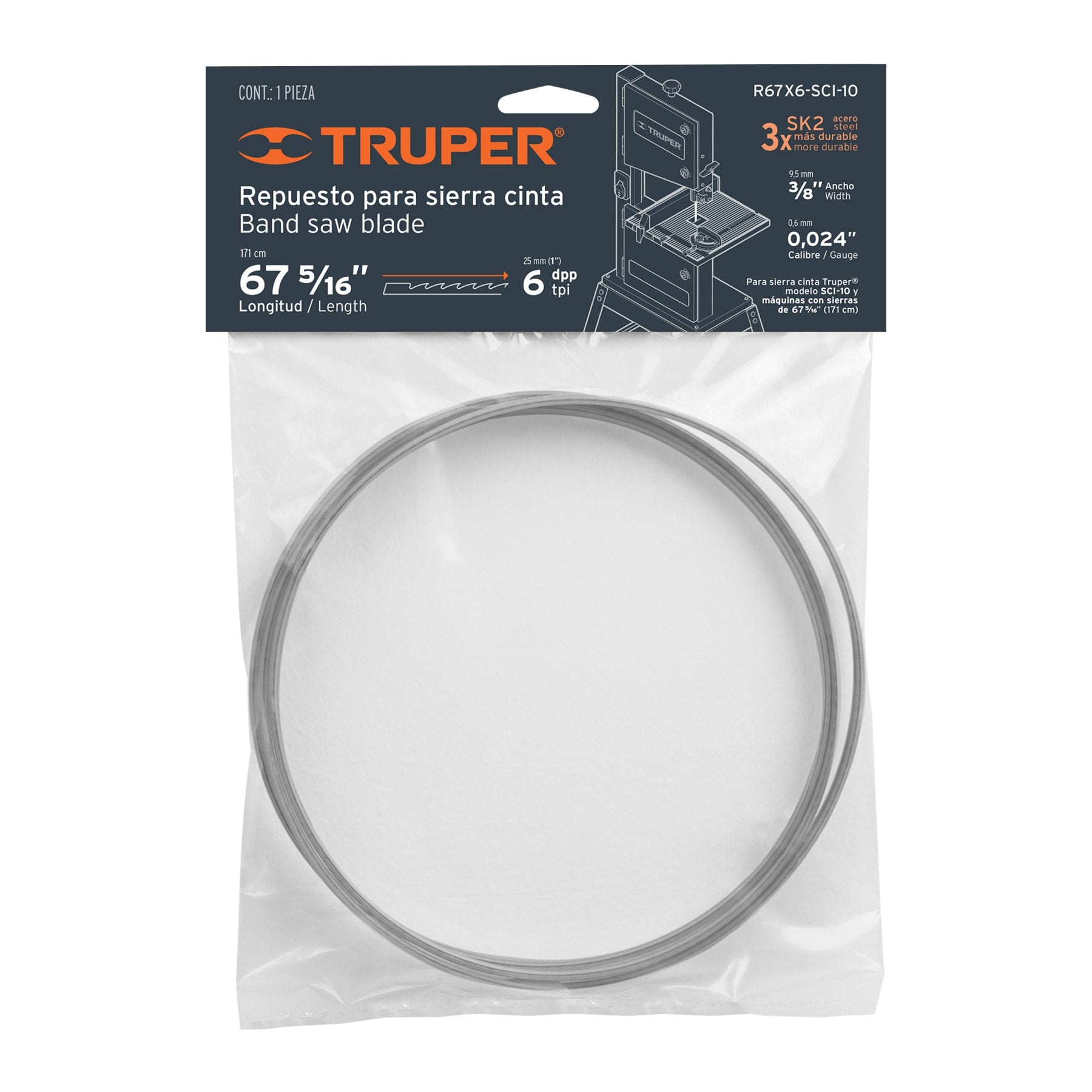 Truper R67X6-SCI-10 Repuesto sierra 67' x 6 dpp, para sierra cinta SCI-10