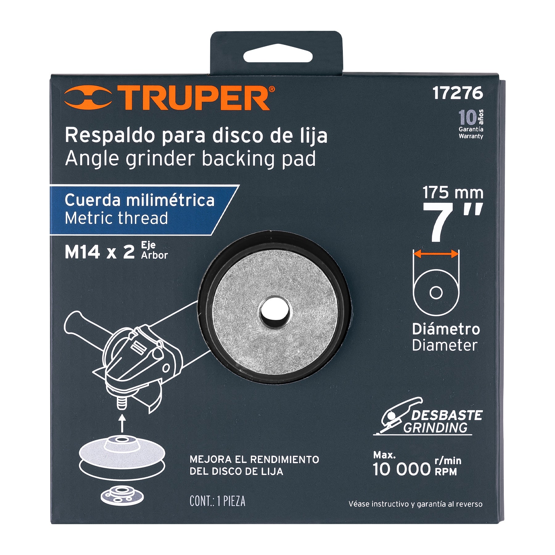 Truper RES-DILI-7M Respaldo para discos de lija 7', eje M14
