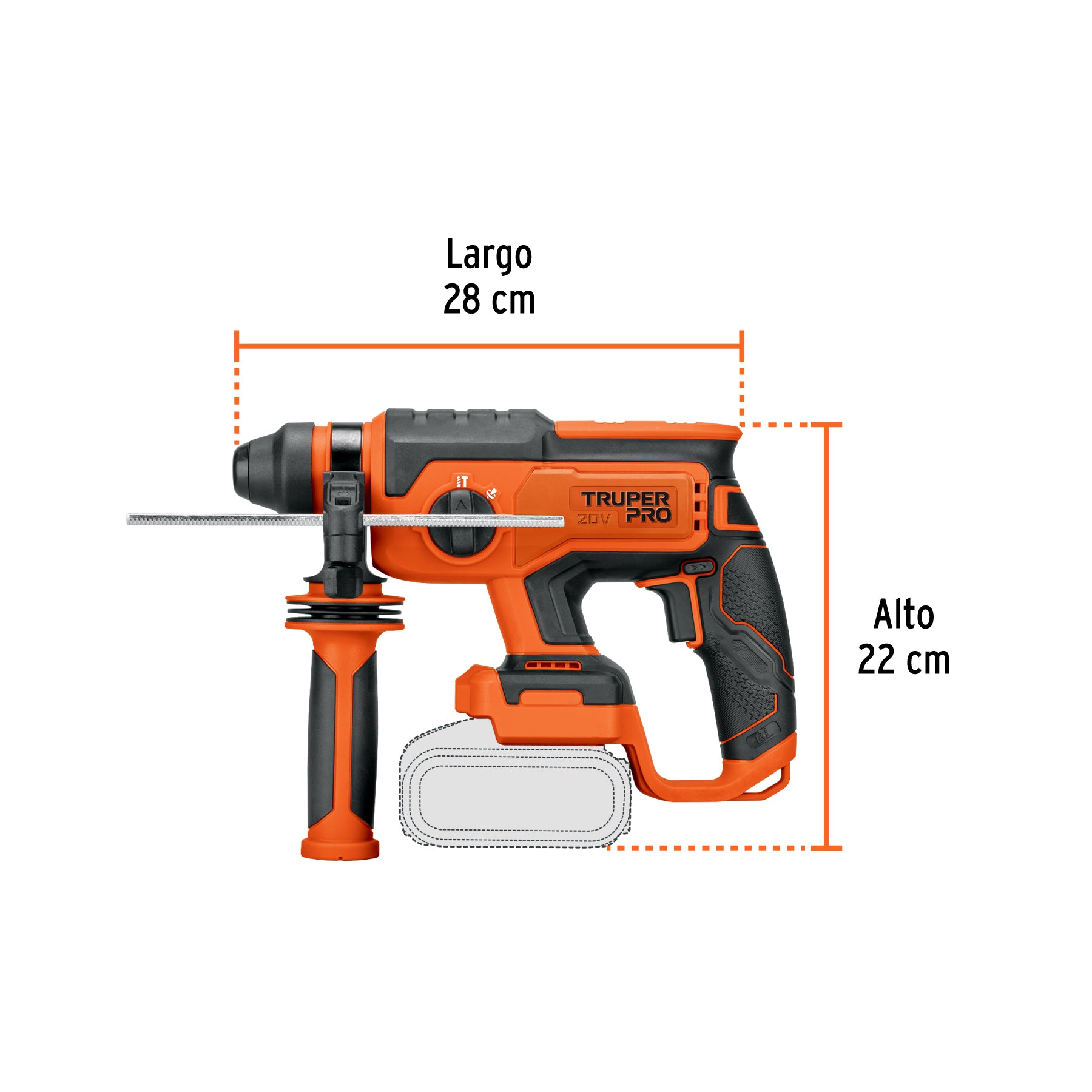 Rotomartillo SDS Plus 20V, 2 J, sin accesorios, PRO