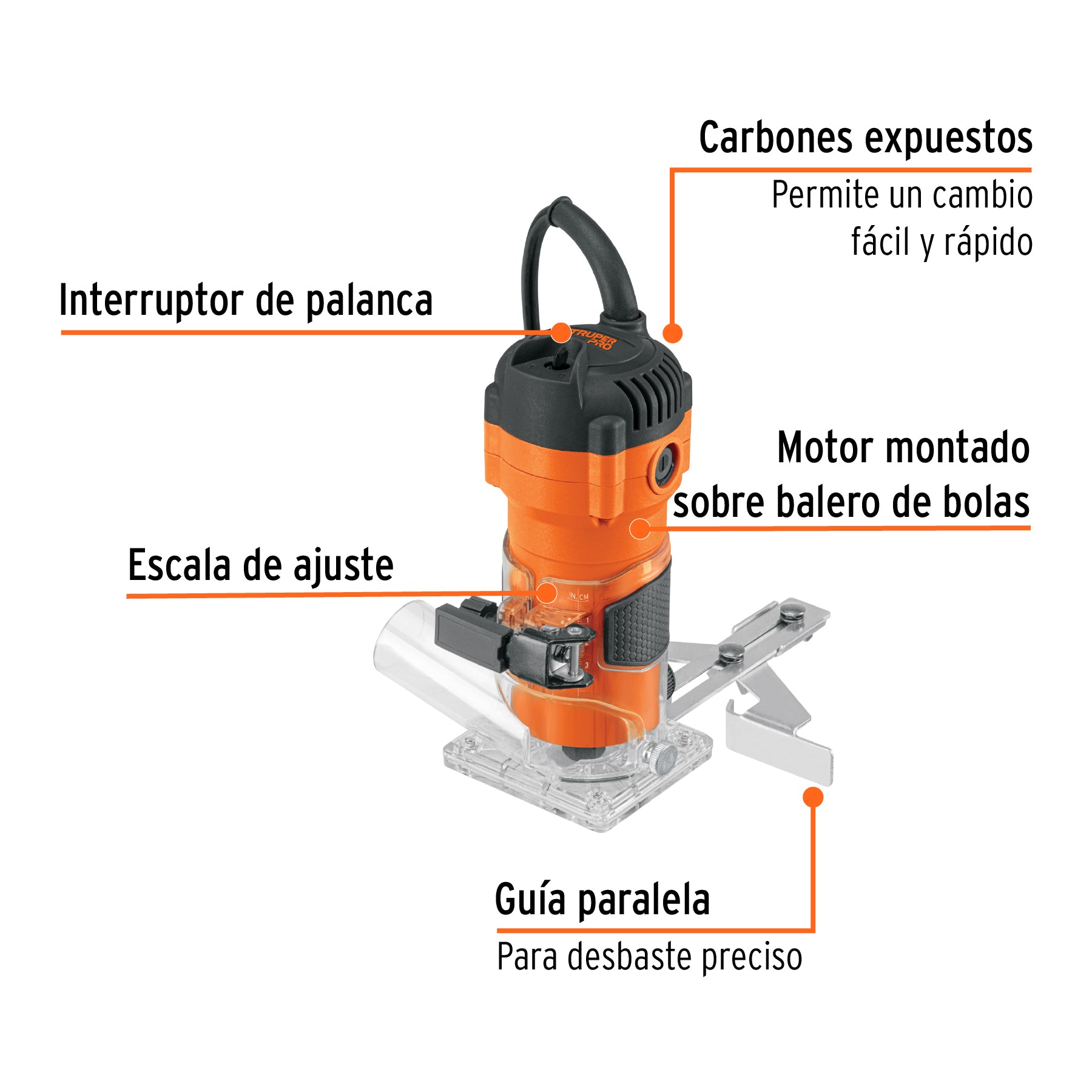 102379 ROU-MA Router compacto 600W, 3/4 HP, TRUPER PRO
