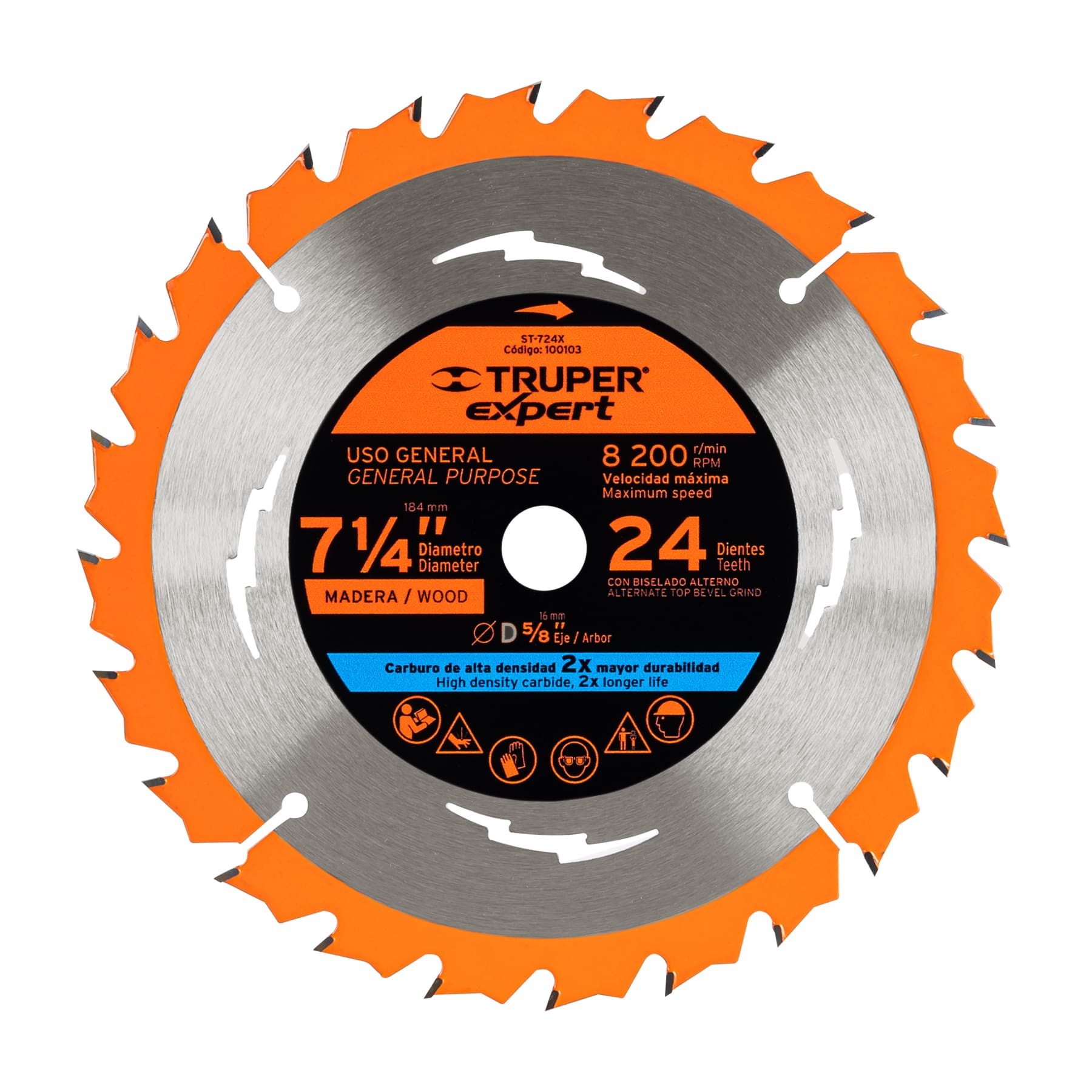 Expert ST-724X Disco sierra 7-1/4' p/madera, 24 dientes centro 5/8'