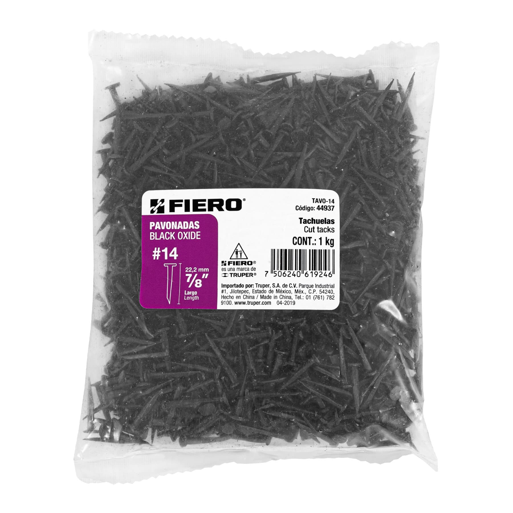 Fiero TAVO-14 Bolsa con 1 kg de tachuelas pavonadas No. 14