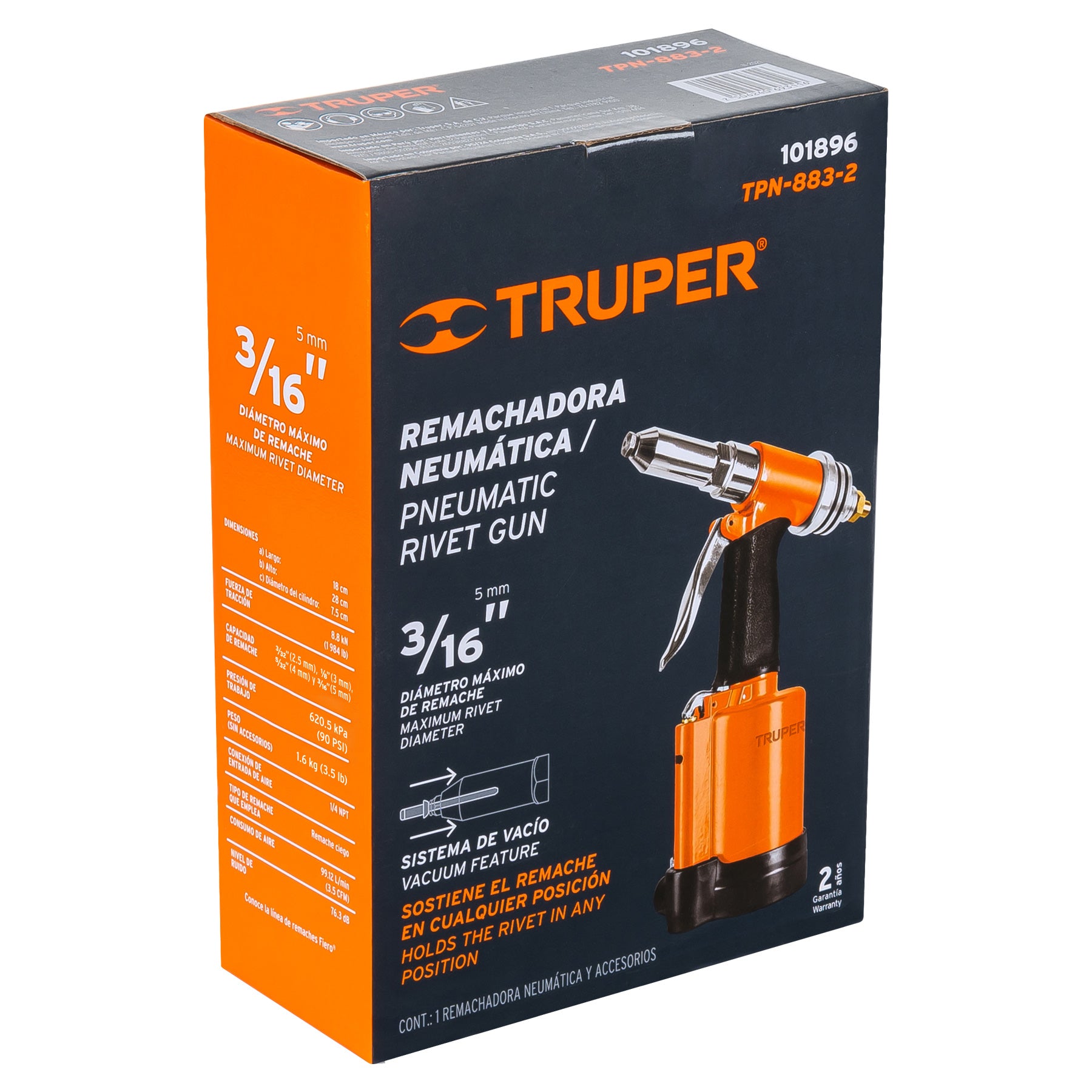 Remachadora neumática 3/16', Truper, modelo TPN-883-2, 101896