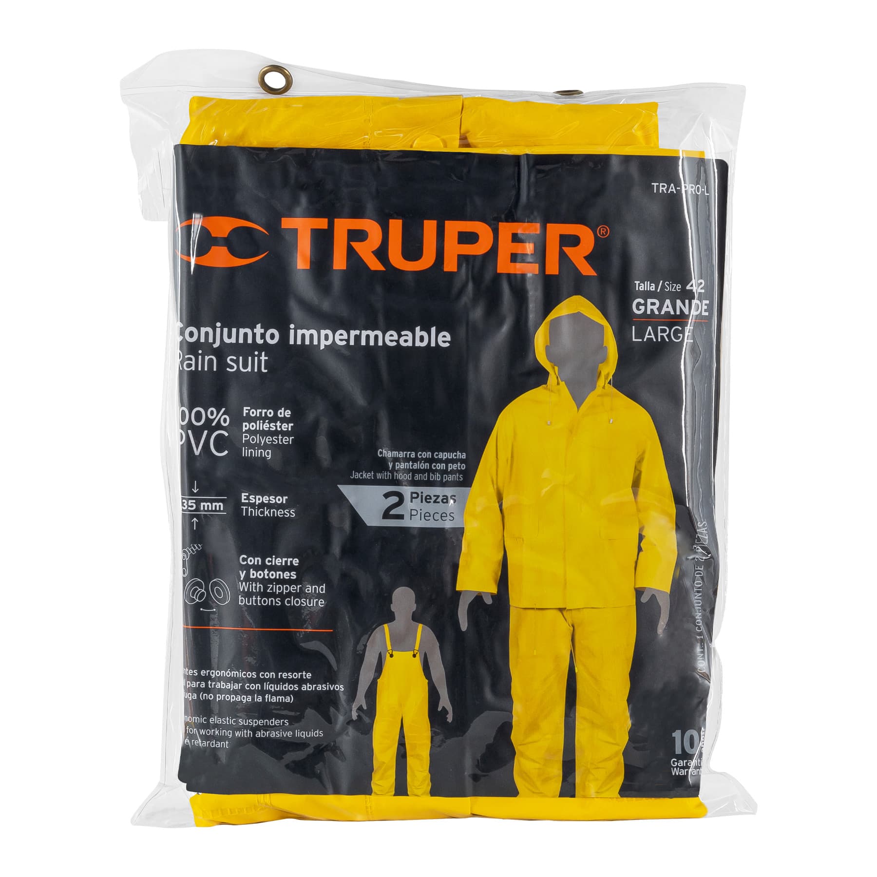 Truper TRA-PRO-L Conjunto impermeable, talla grande, PVC