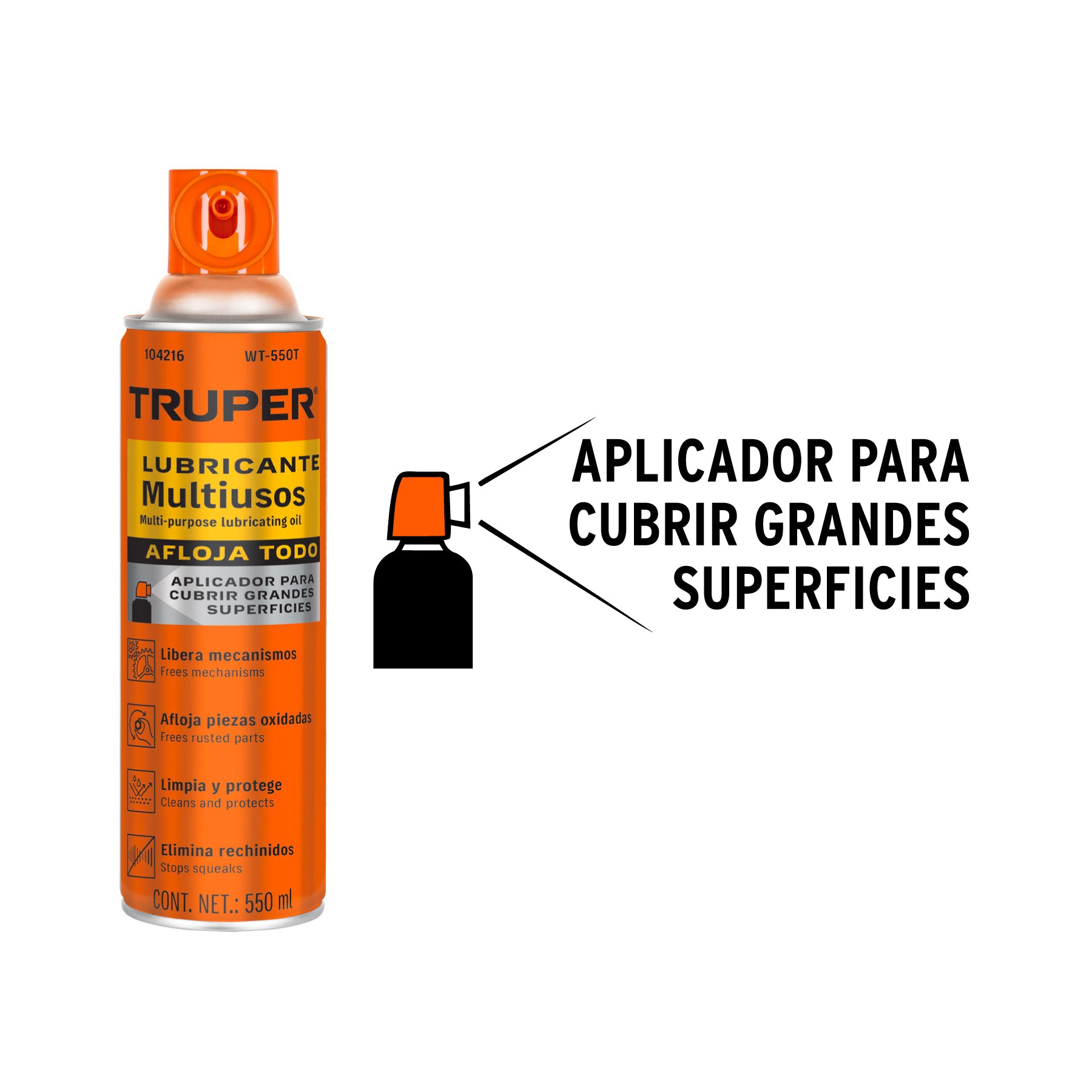 Lubricante Multiusos en Aerosol para Grandes Superficies (550 ml) - WT-550T