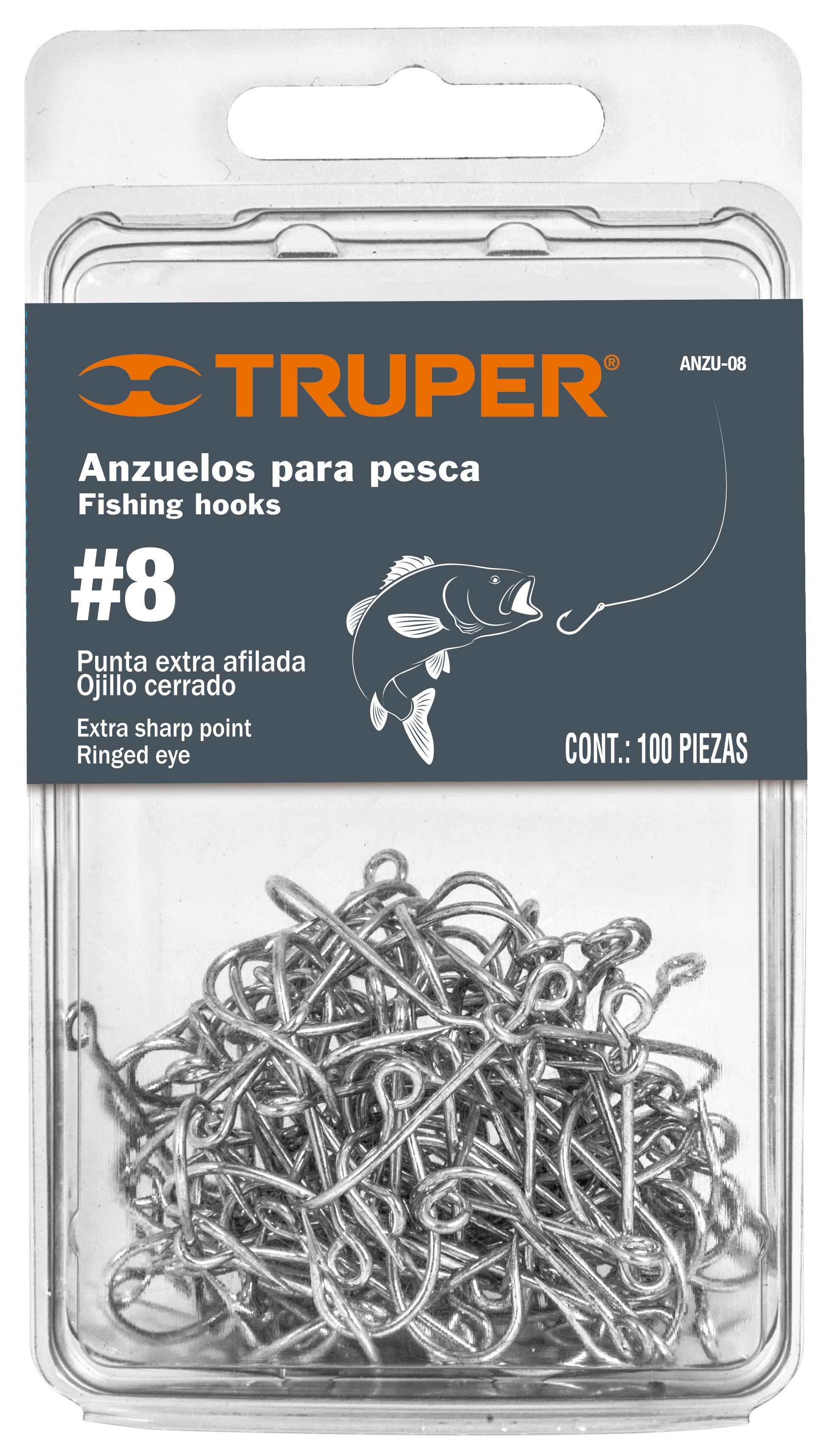 Truper ANZU-16 Anzuelo para pesca # 16, 100 piezas - Ferrenacional