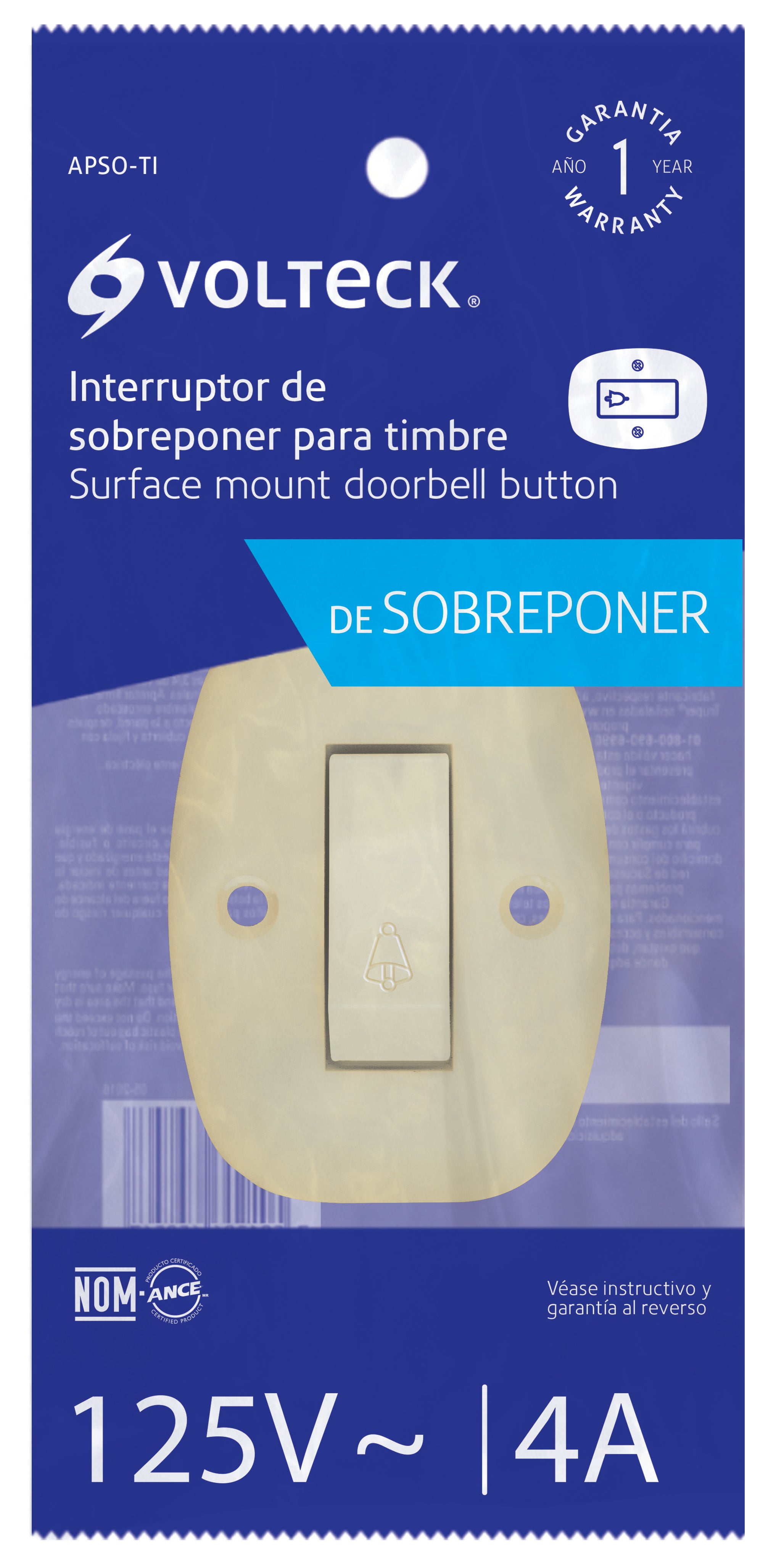 Volteck APSO-TI Interruptor de sobreponer para timbre - Ferrenacional