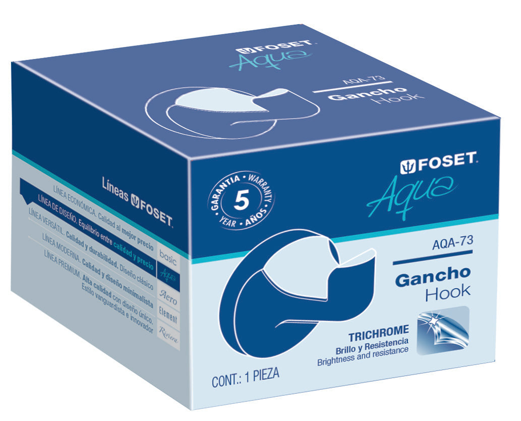 Foset AQA-73 Gancho sencillo para toalla línea Aqua