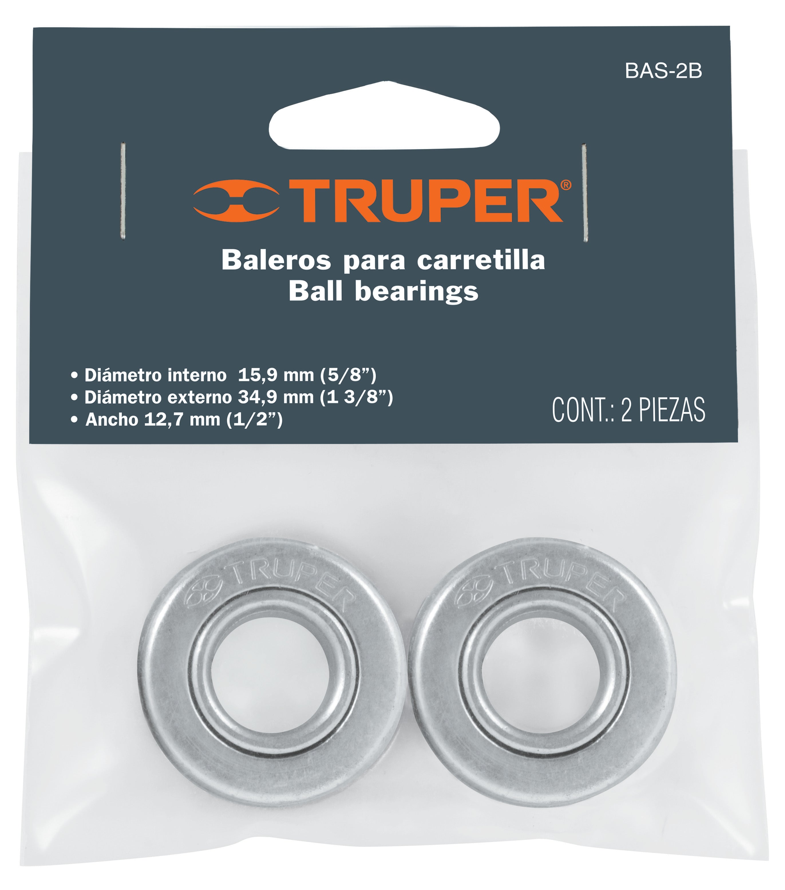 Truper BAS-2B Balero para carretilla, bolsa con 2 piezas - Ferrenacional
