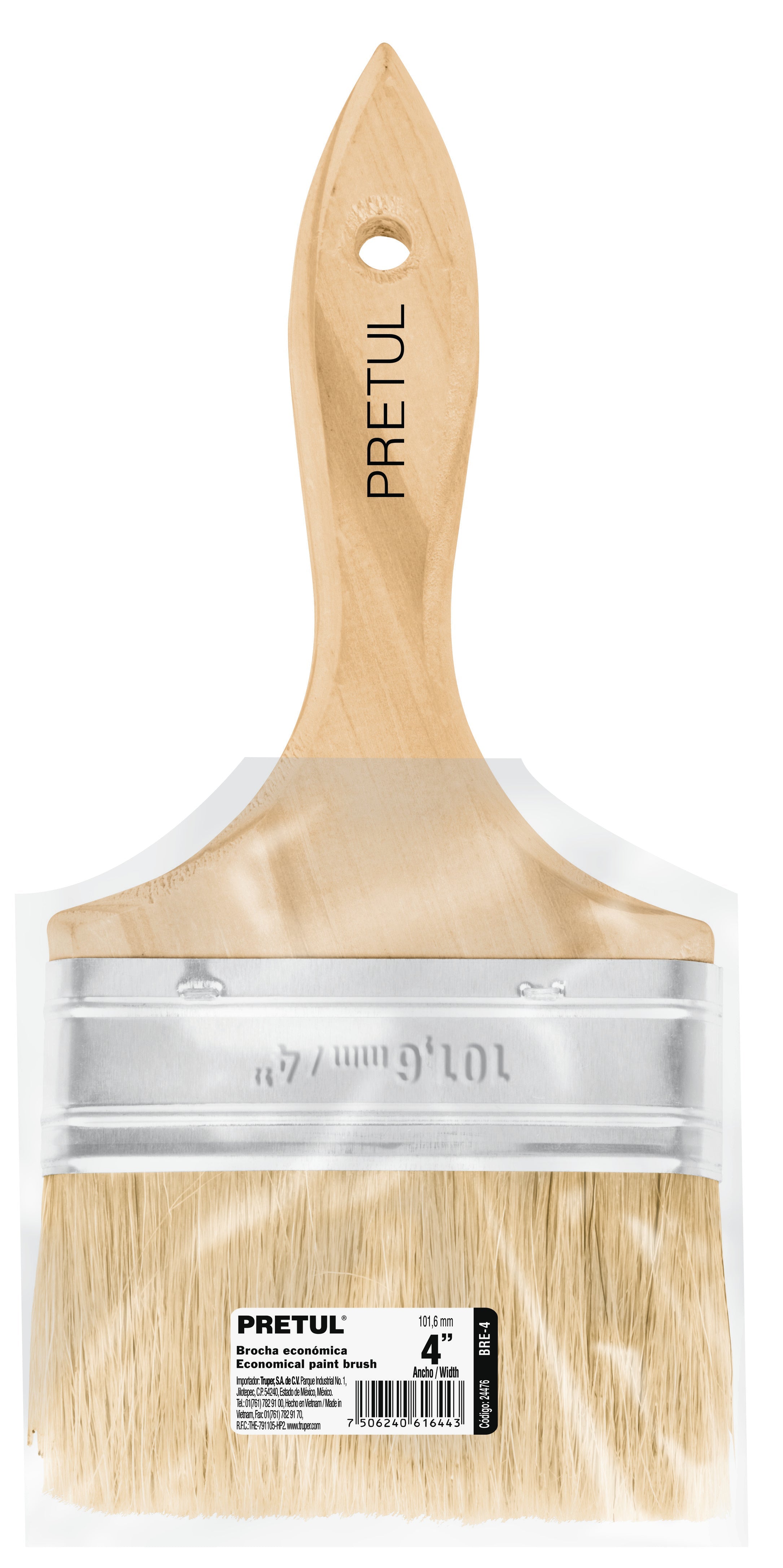 Pretul BRE-4 Brocha uso general, mango de madera, 4', Pretul