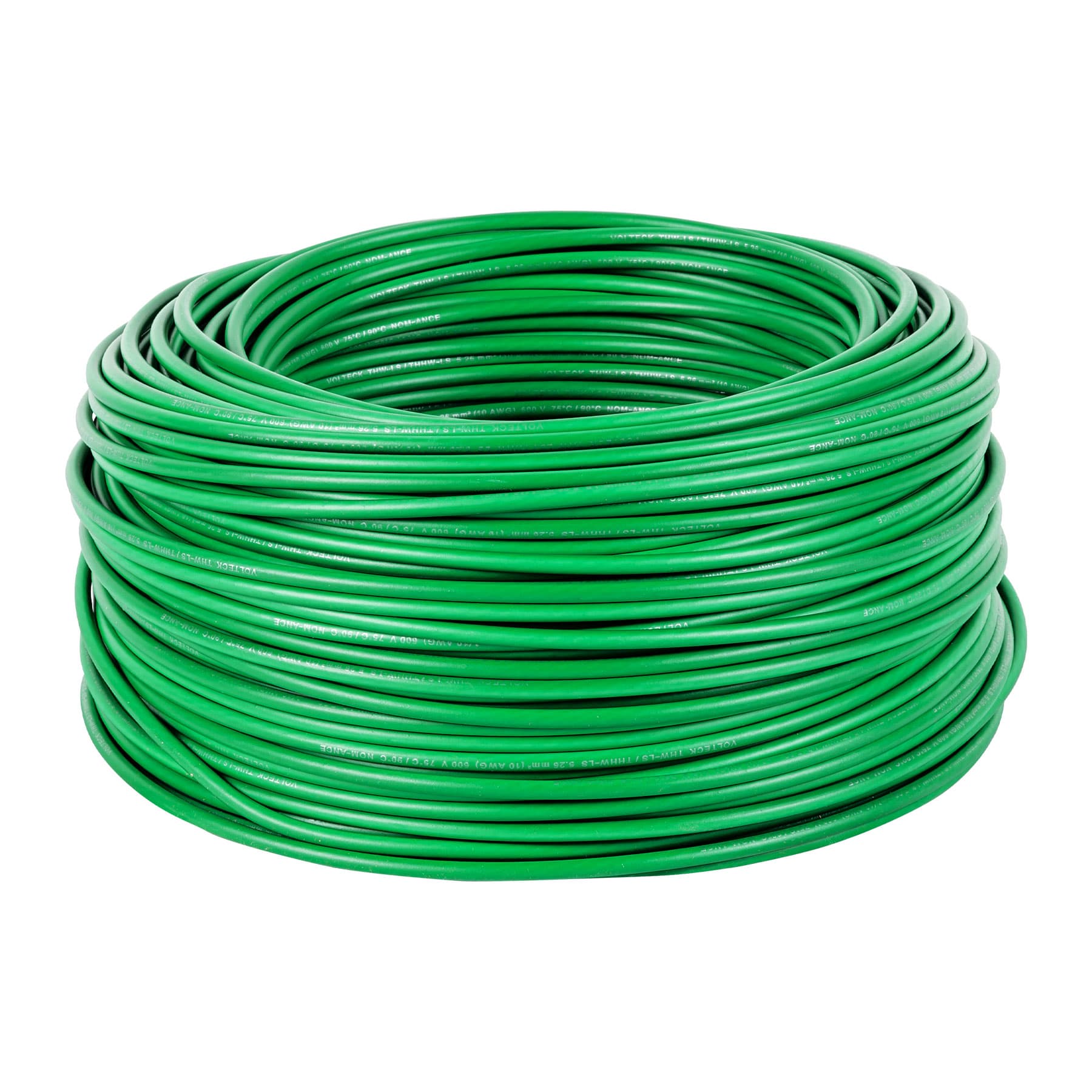 Volteck CAB-10V Cable THHW-LS, 10 AWG, color verde rollo 100 m