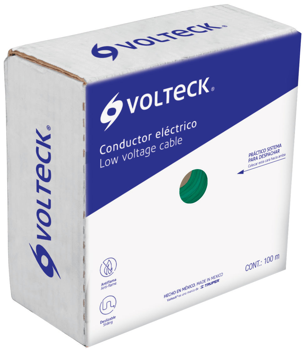 Volteck CAB-10V Cable THHW-LS, 10 AWG, color verde rollo 100 m