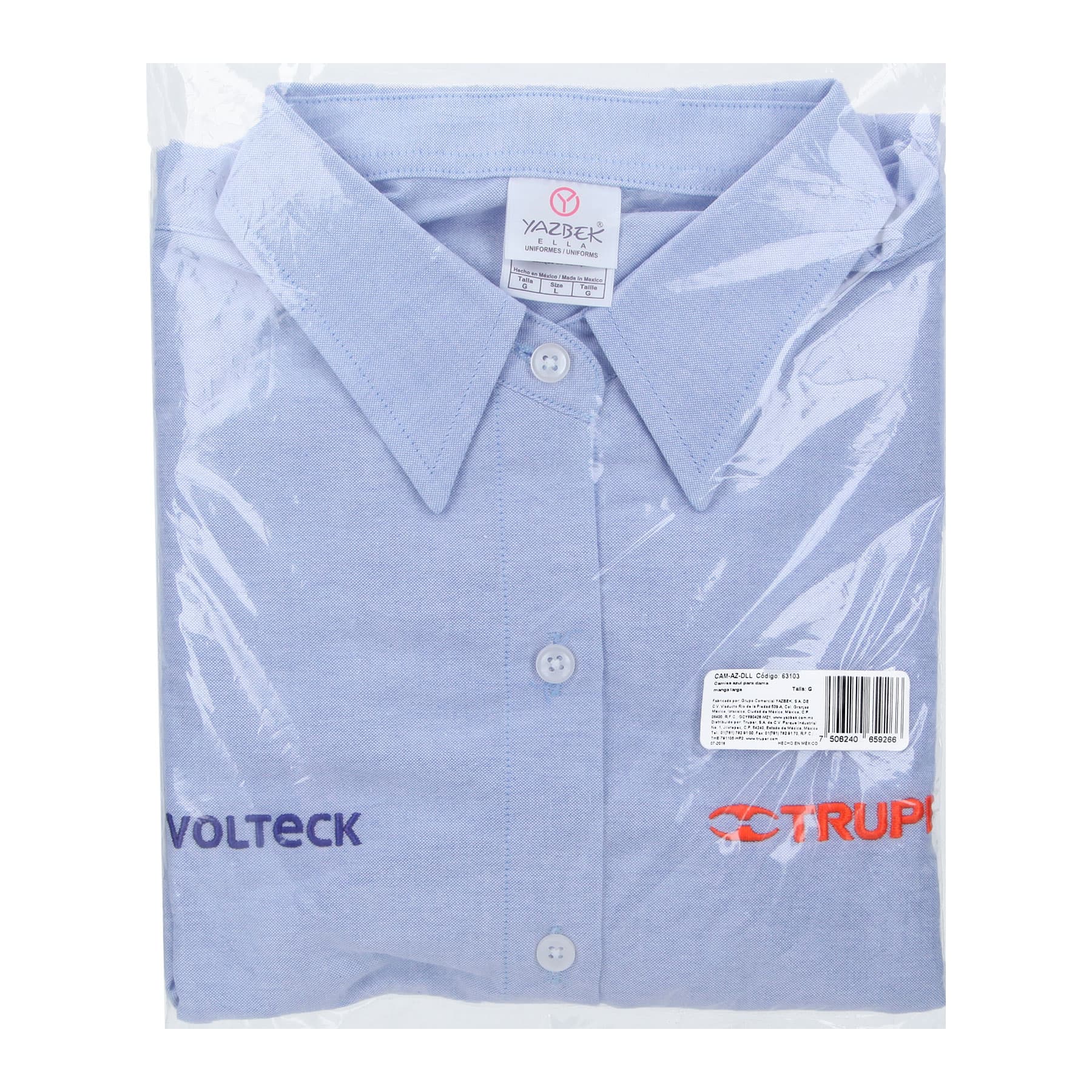 Truper CAM-AZ-DLL Camisa azul para dama, manga larga talla G