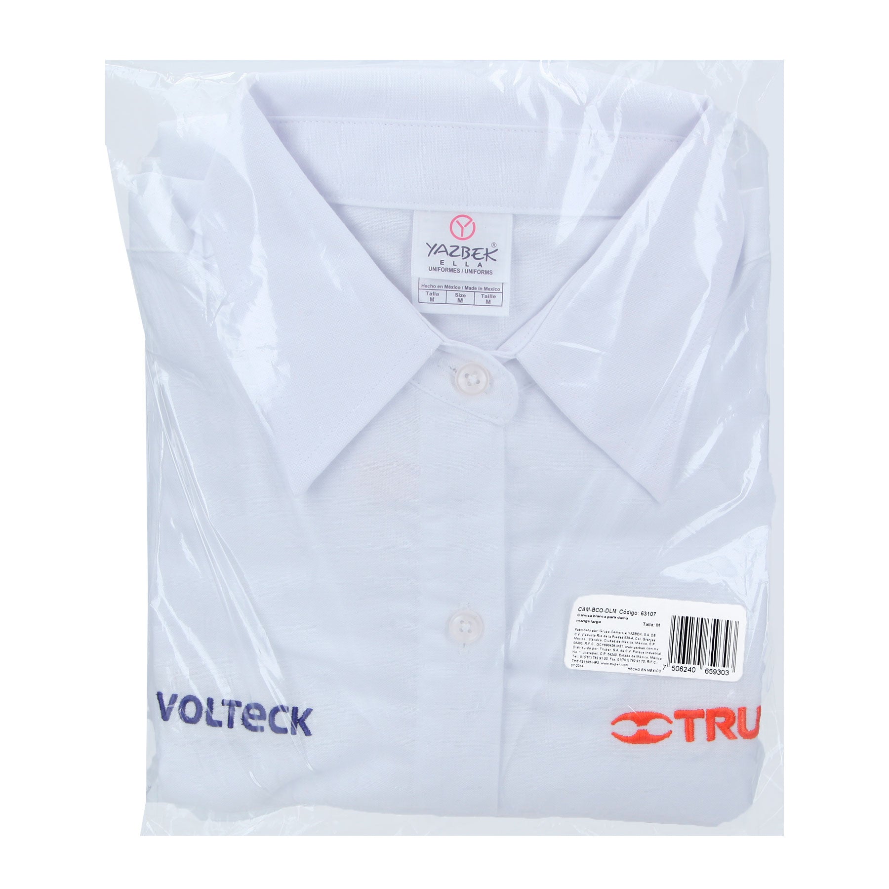 Truper CAM-BCO-DLM Camisa blanca para dama, manga larga, talla mediana