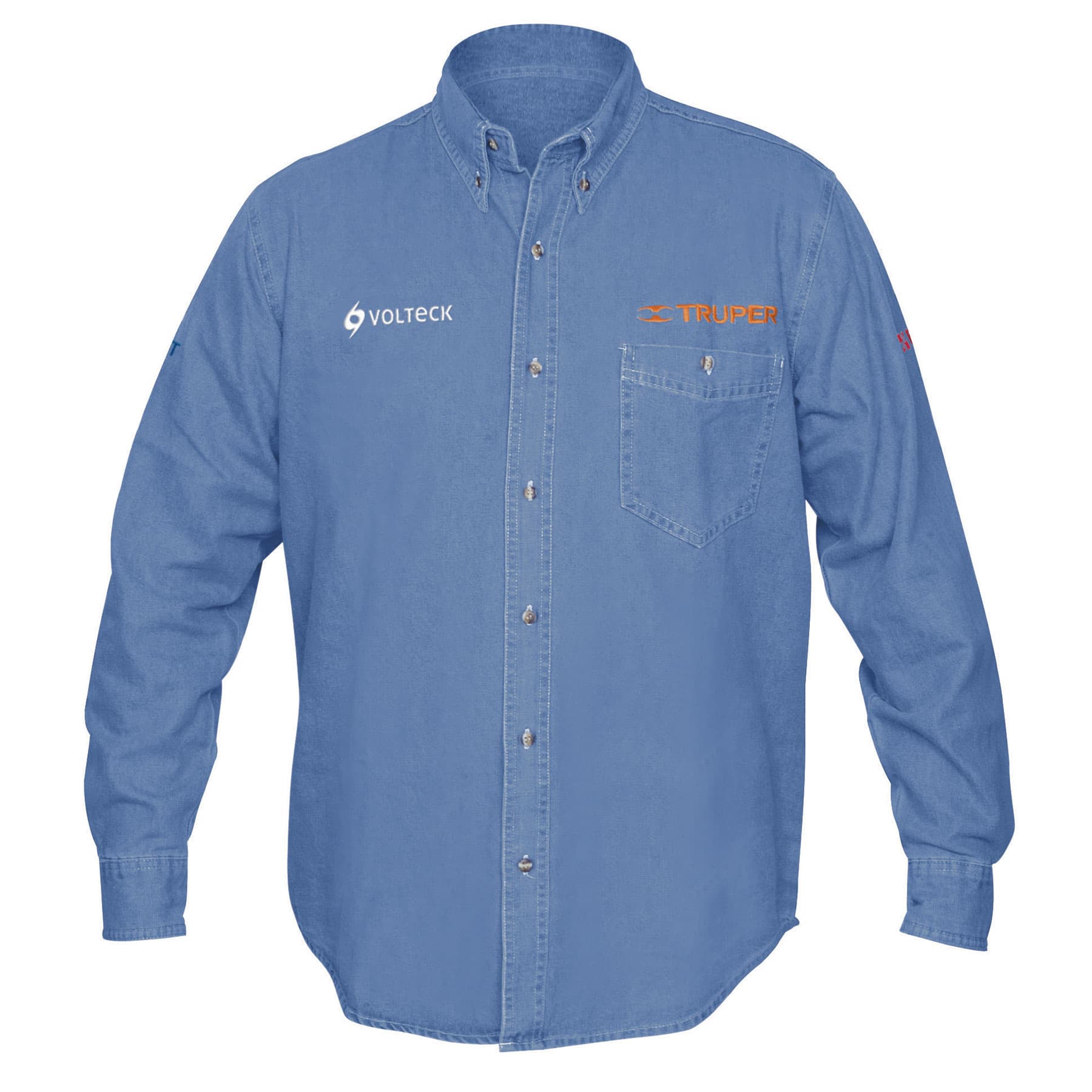 Truper CAM-MEZ-LXL Camisa de mezclilla para caballero, manga larga talla XG