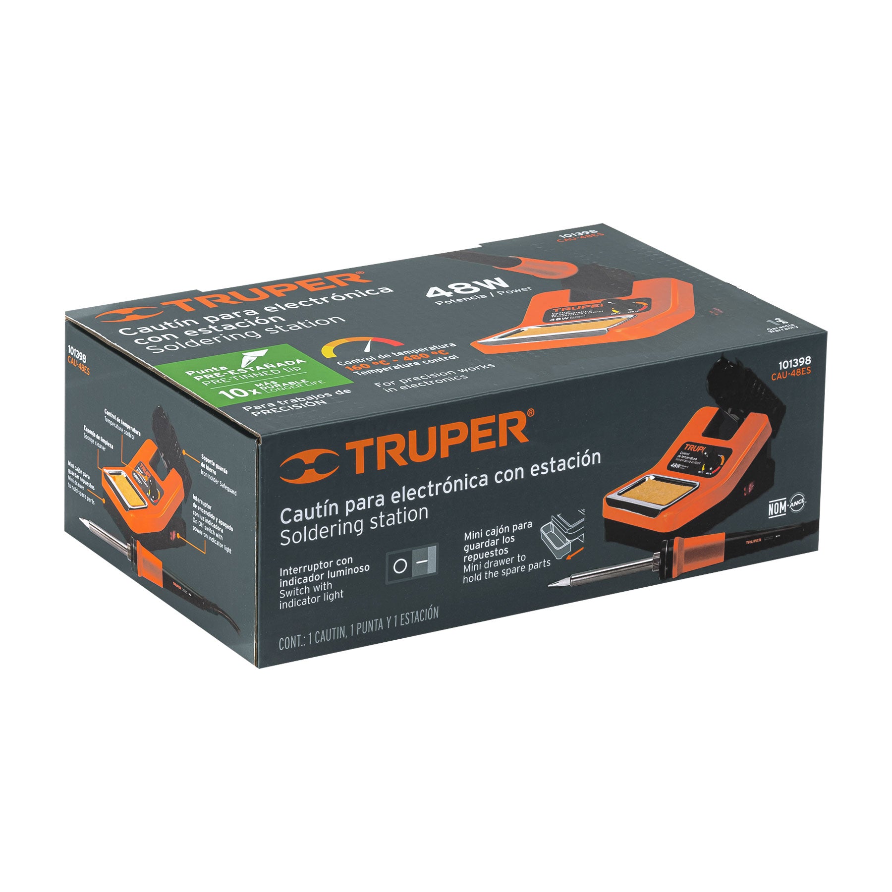 Truper CAU-48ES Cautín 48 W profesional para electrónica con estación