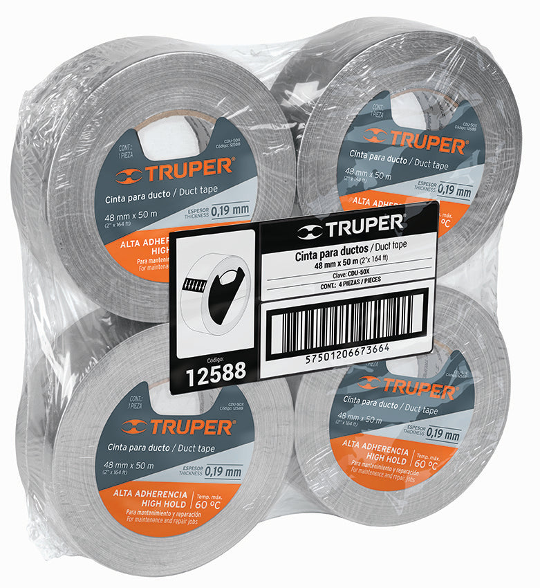 Truper CDU-50X Cinta para ducto, 50 m, resistente a altas temperaturas