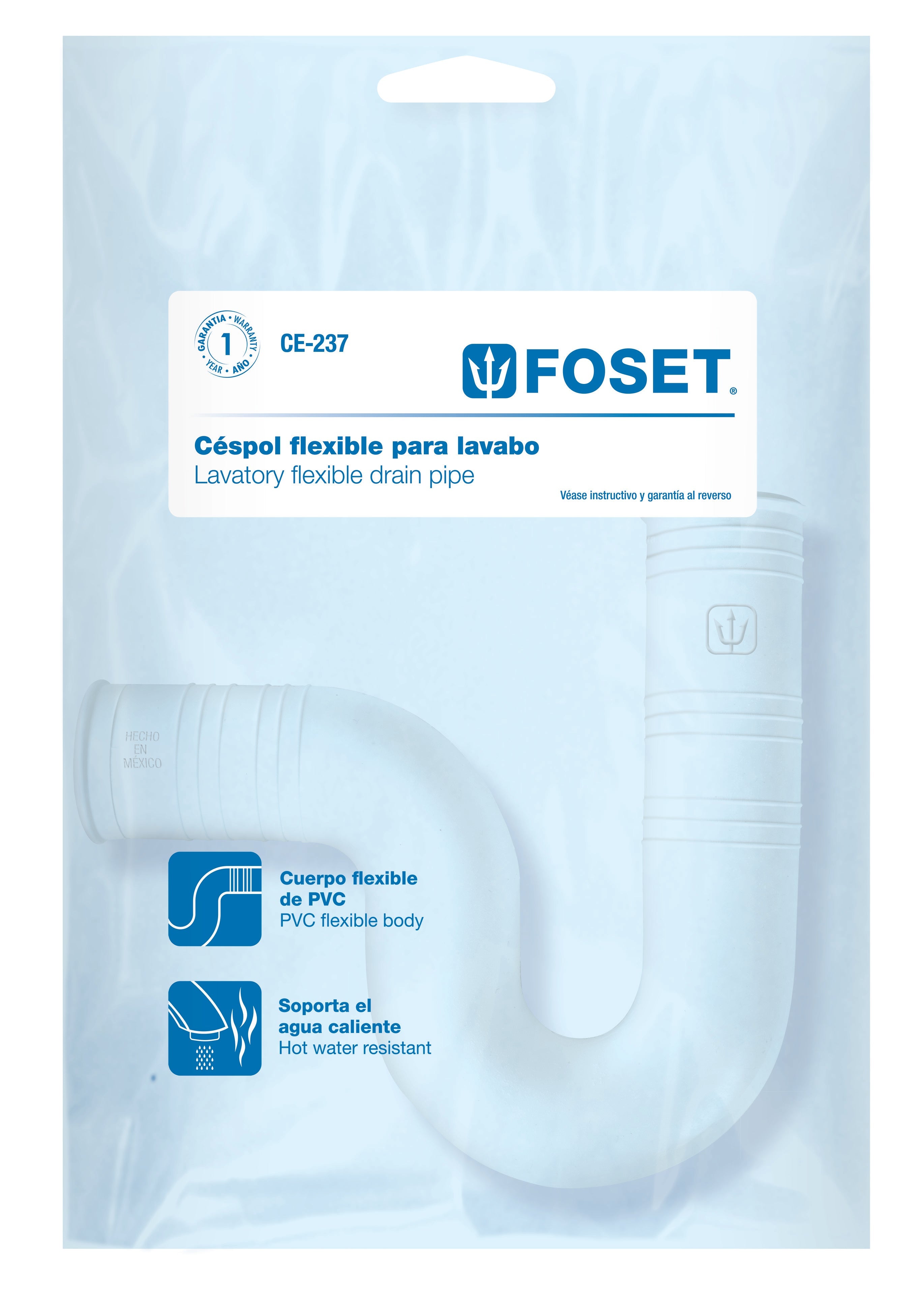 Foset CE-237 Céspol flexible para lavabo, PVC, 1-1/4'