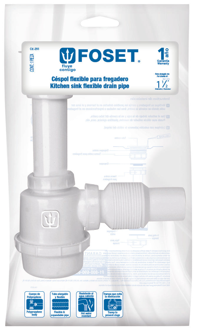 Foset CE-291 Céspol de bote p/fregadero c/contra 2 1/2', polipr, 1-1/2'