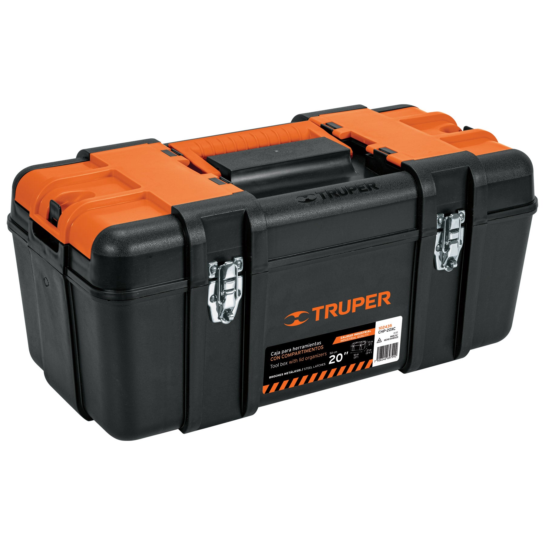 Truper CHP-20XC Caja p/herramienta 20' con compartimentos, broches metálicos