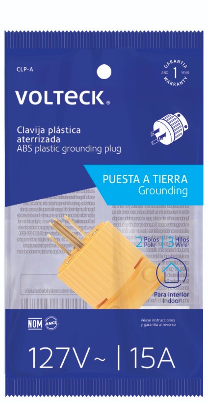 Volteck CLP-A Clavija industrial, plástica, 2 polos, 3 hilos, 15A, 127V