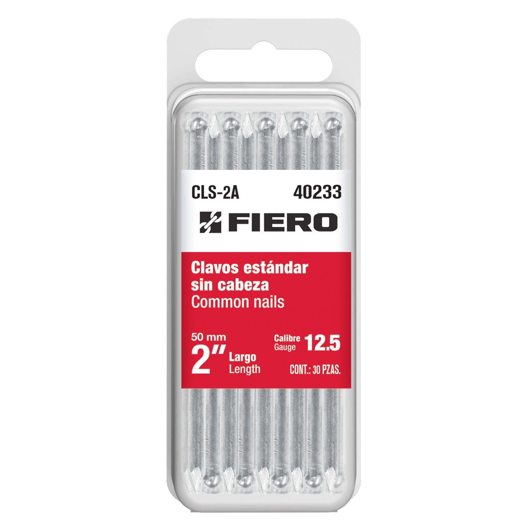 Fiero CLS-2A Blíster con 30 clavos estándar 2' sin cabeza