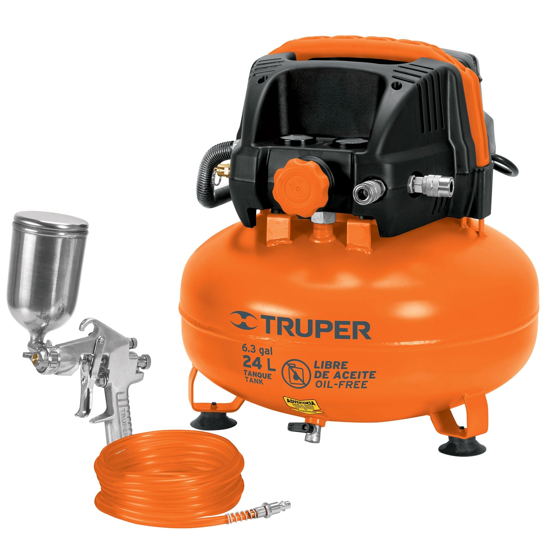 Truper COMP-KIT24S Kit comp libre de aceite 24 L, 2-2/3 HP, PIPI-420 y manguera