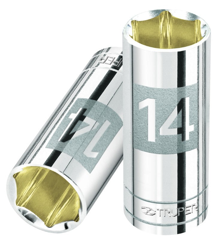 Truper D-1414-LM Dado de 6 puntas, largo, cuadro 1/4' de 14mm