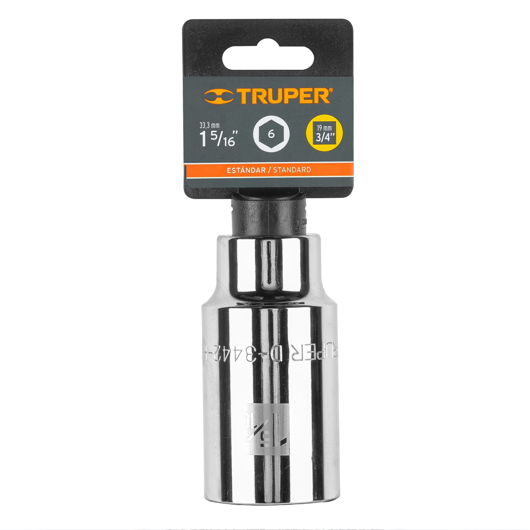 Truper D-3442-HL Dado de 6 puntas, largo, cuadro 3/4' de 1-5/16'