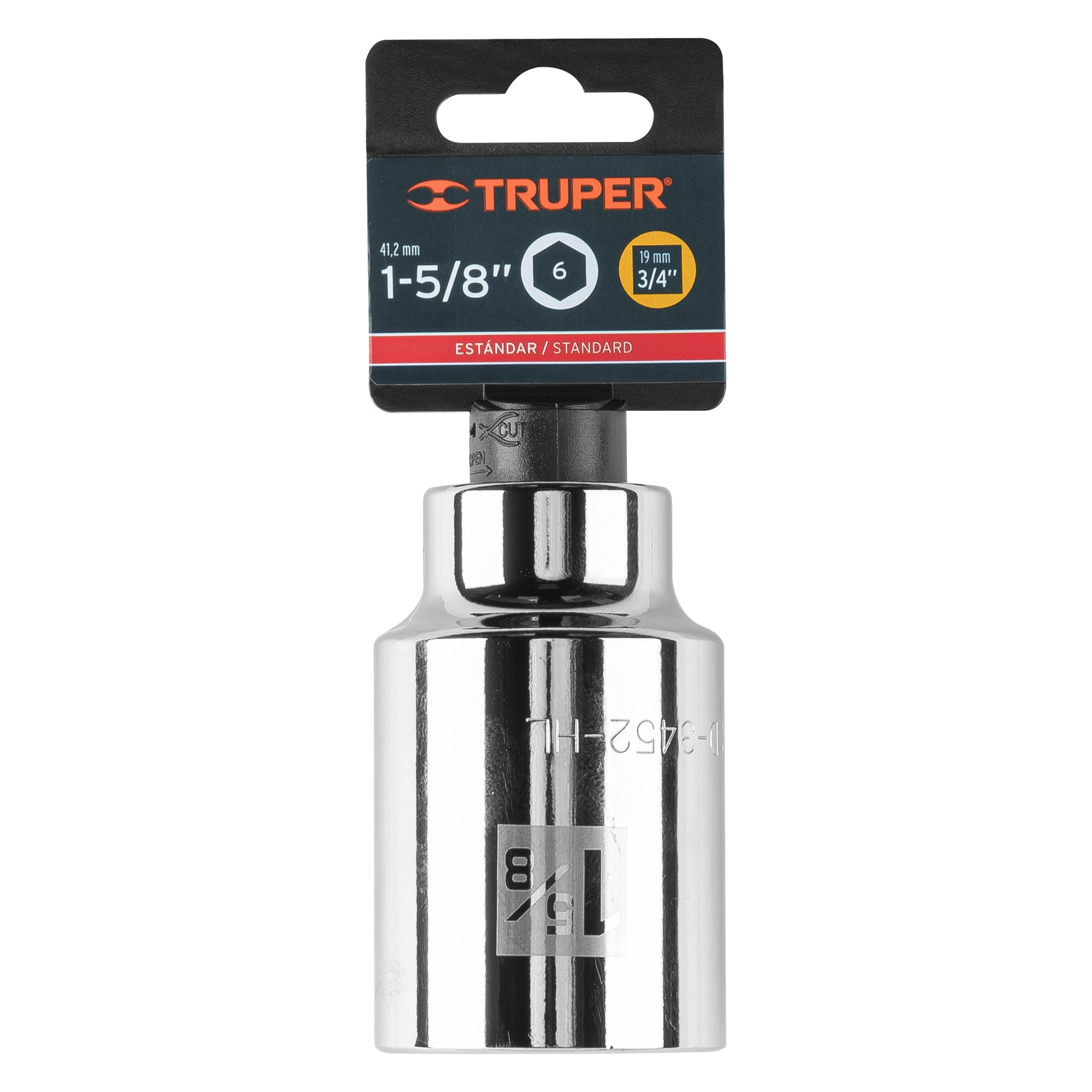 Truper D-3452-HL Dado largo de 1-5/8', 6 puntas, cuadro 3/4'