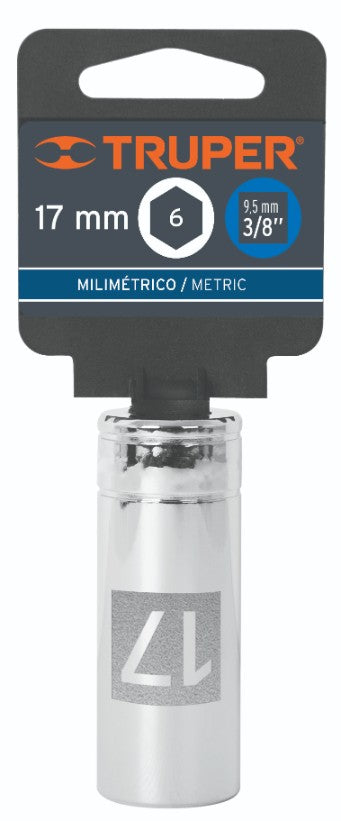 Truper D-3817-HM-L Dado de 6 puntas, largo, cuadro 3/8' de 17mm
