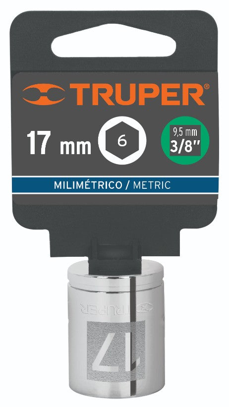 Truper D-3817-HM Dado de 6 puntas, cuadro 3/8', de 17mm