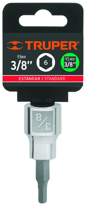 Truper D-4990-4M Dados de punta hexagonal, cuadro 3/8' de 4mm.