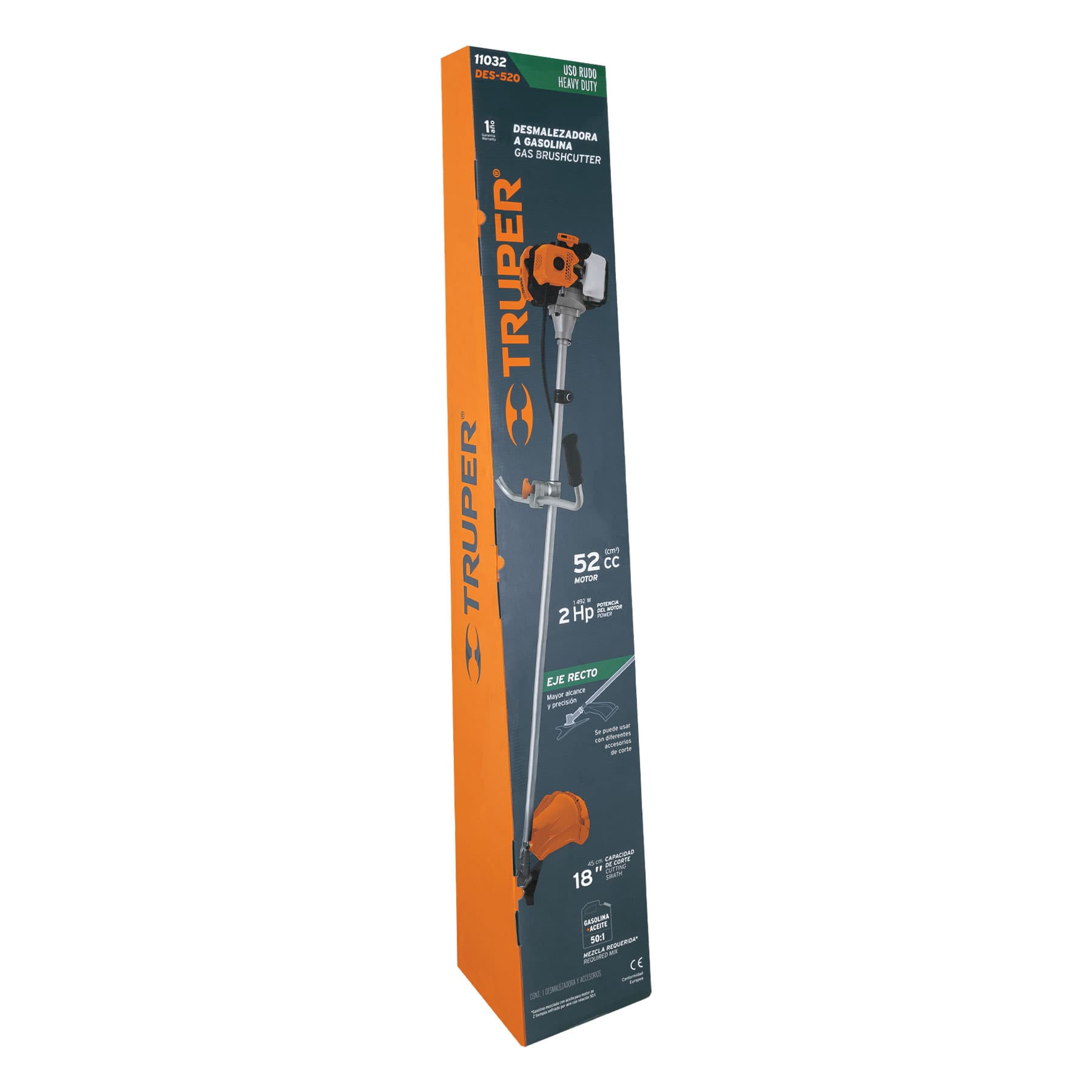 Truper DES-520 Desmalezadora a gasolina 52 cc mango 'bici', 18' corte