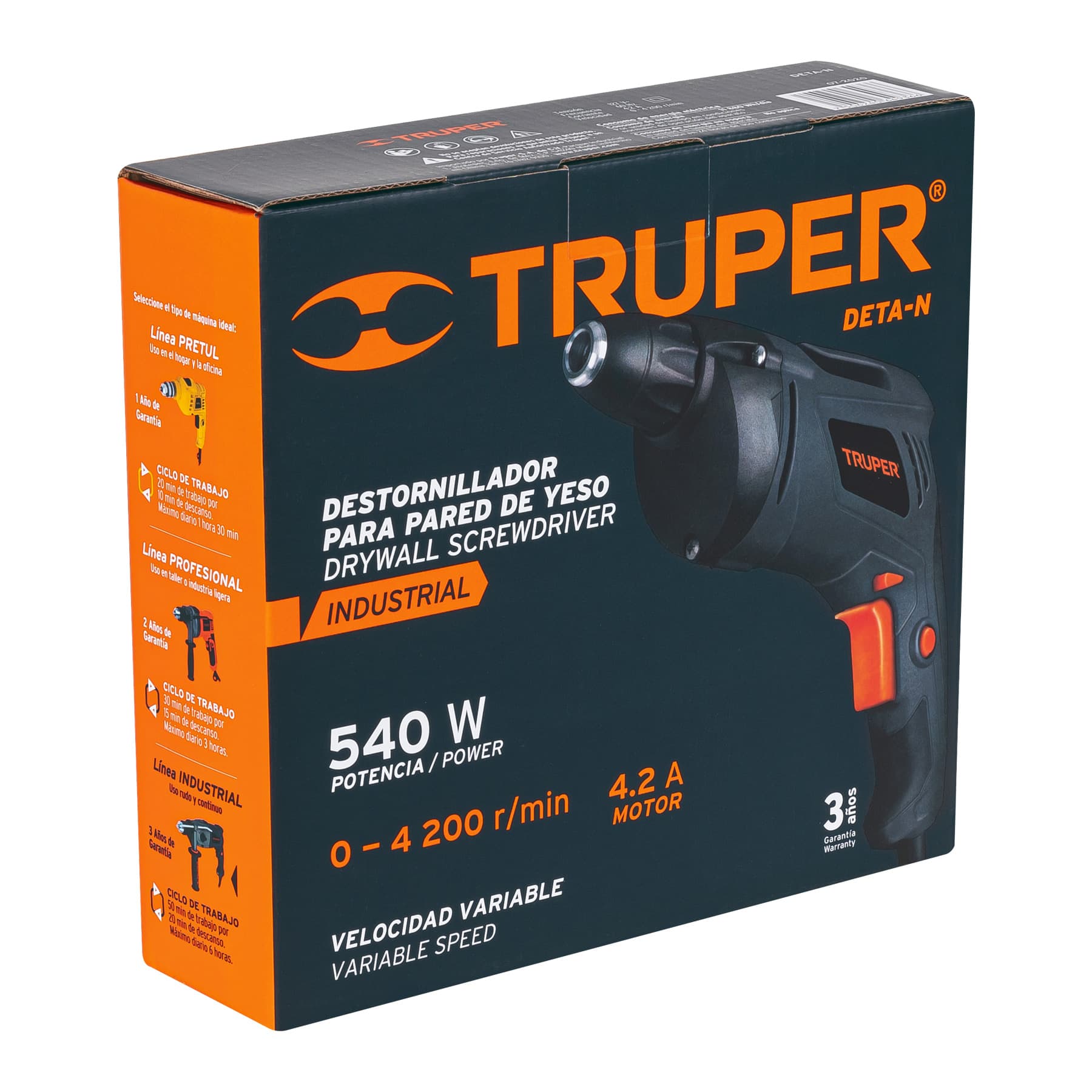 Truper DETA-N Destornillador para pared de yeso 540 W, industrial