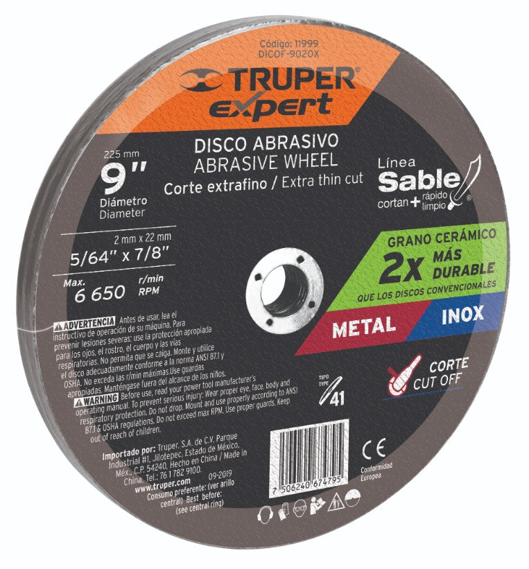 Expert DICOF-9020X Disco tipo 41, corte fino metal, Línea Sable 9', Expert