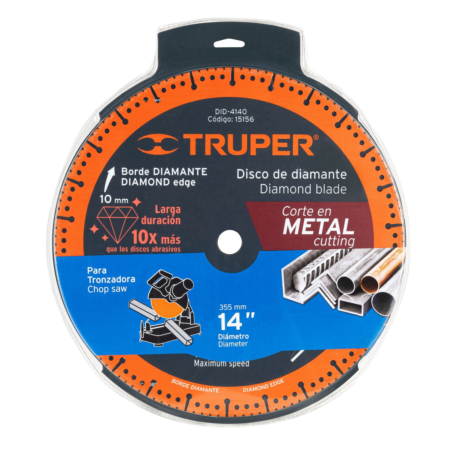 Truper DID-4140 Disco de diamante, 14' corte metal