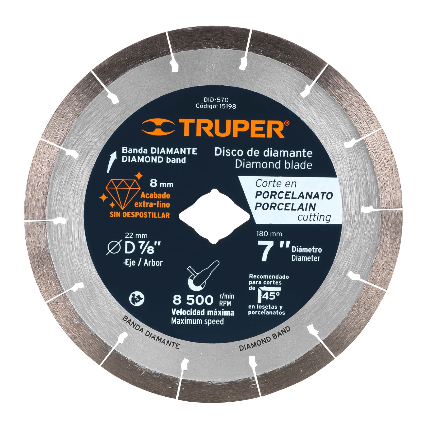 Truper DID-570 Disco de diamante, 7' corte porcelanato