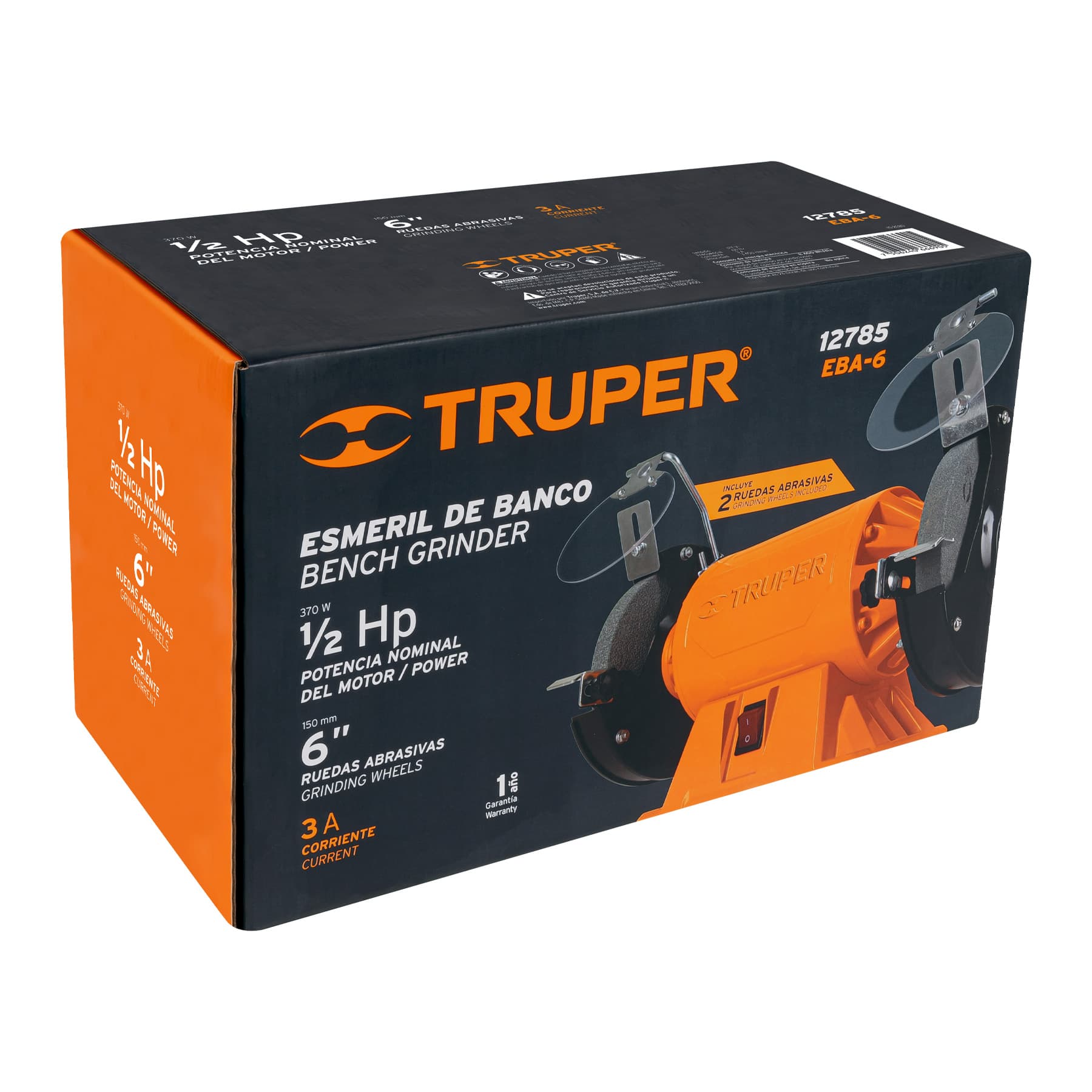Truper EBA-6 Esmeril de banco de 6' de 1/2 Hp