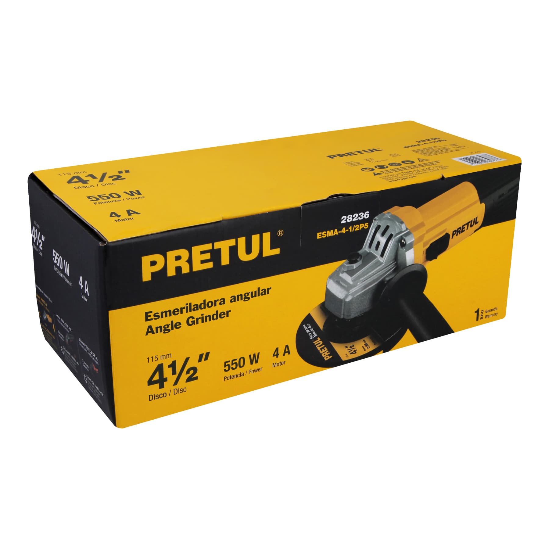 Esmeriladora Angular 4-1/2" 550 W - Pretul ESMA-4-1/2P5