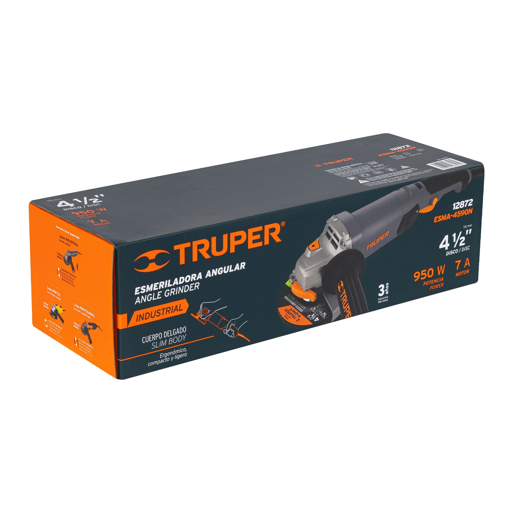 Truper ESMA-4590N Esmeriladora angular 4-1/2', industrial, 950 W