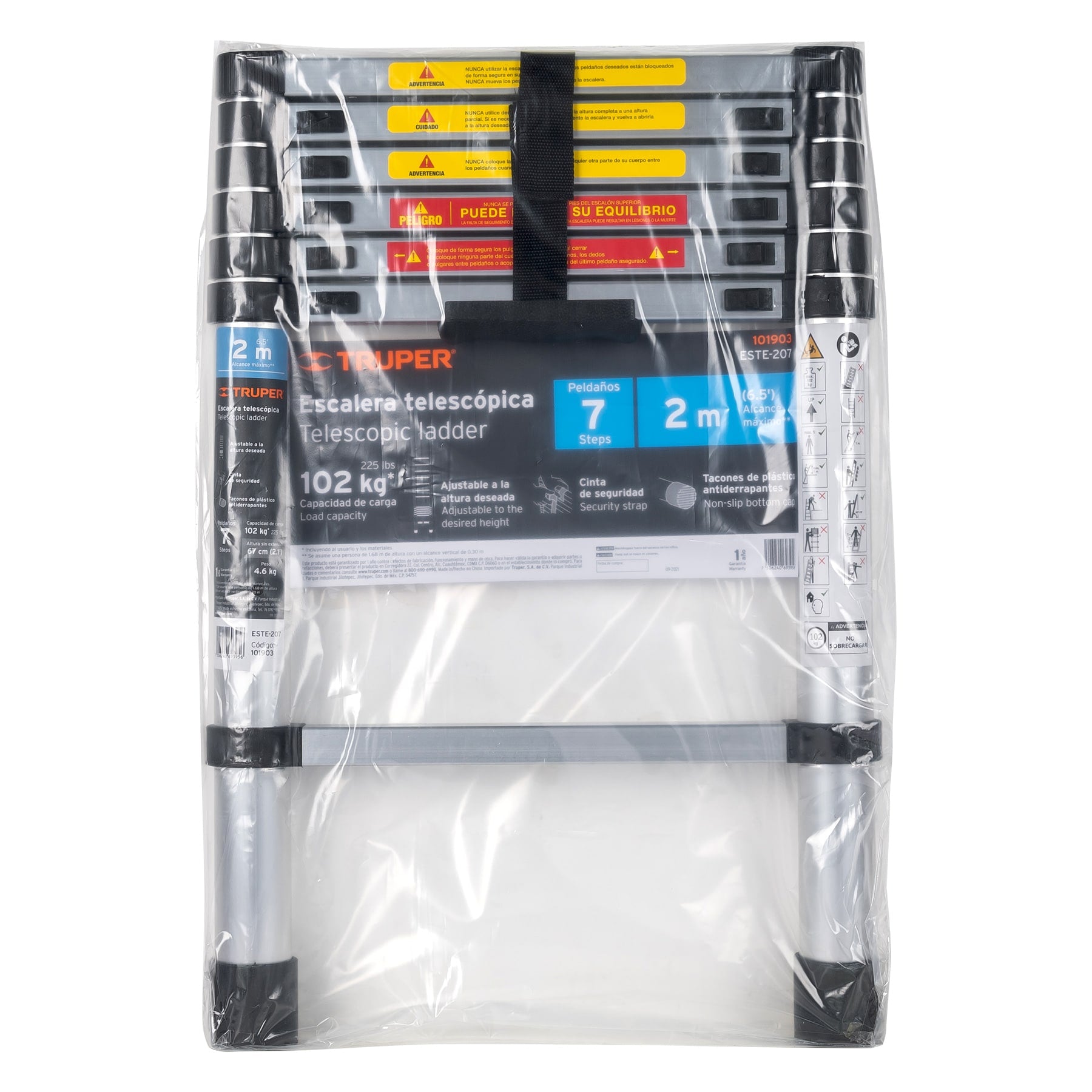 Truper ESTE-207 Escalera telescópica tipo II 7 peldaños aluminio | Ferrenacional